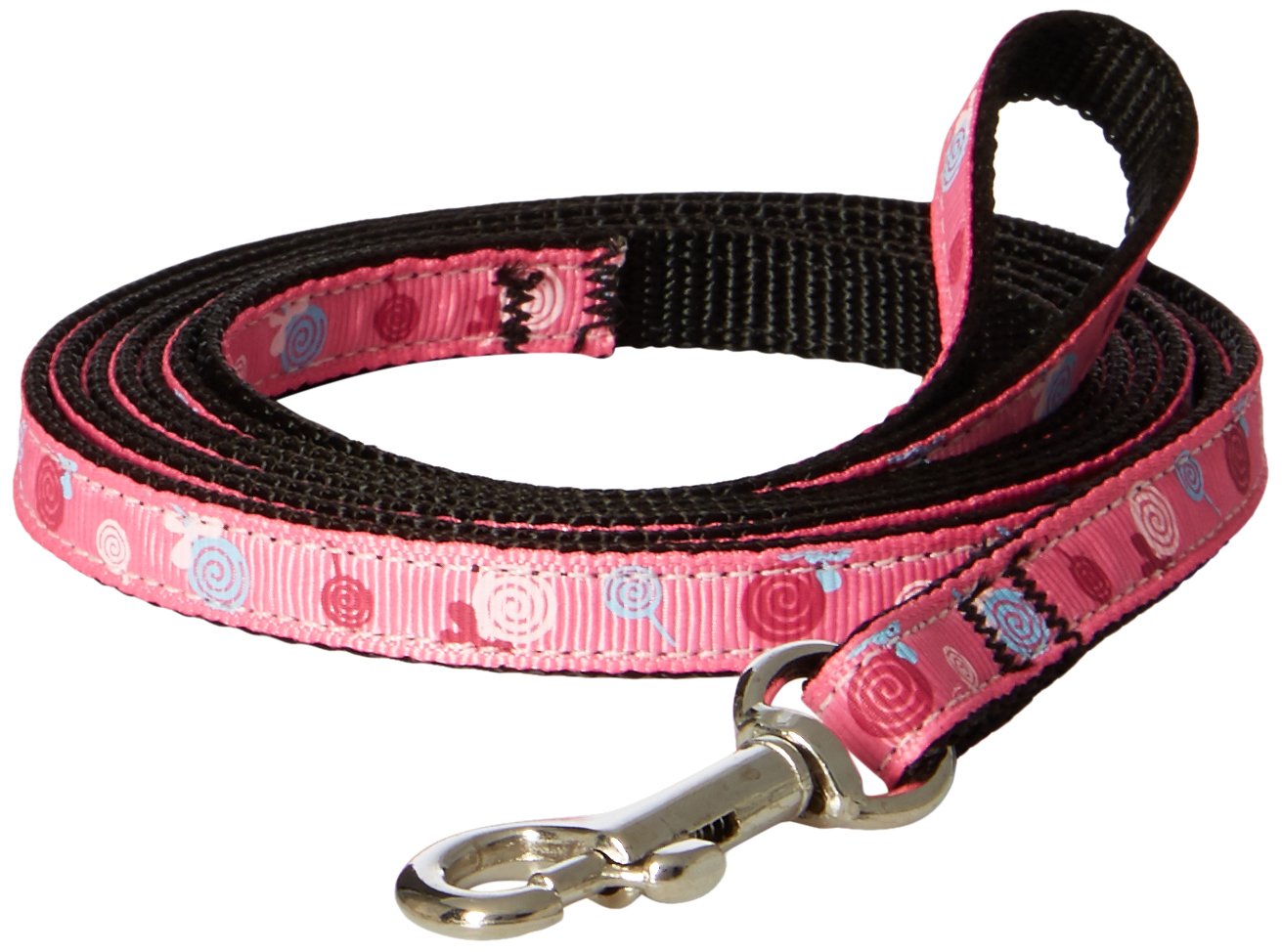 Mirage Pet Products Lollipops Nylon Ribbon Leash for Pets, 3/8-Inch by 6-Feet, Bright Pink
