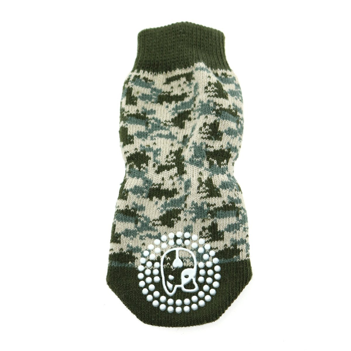Doggie Design Non-Skid Dog Socks (Green Camo, M)