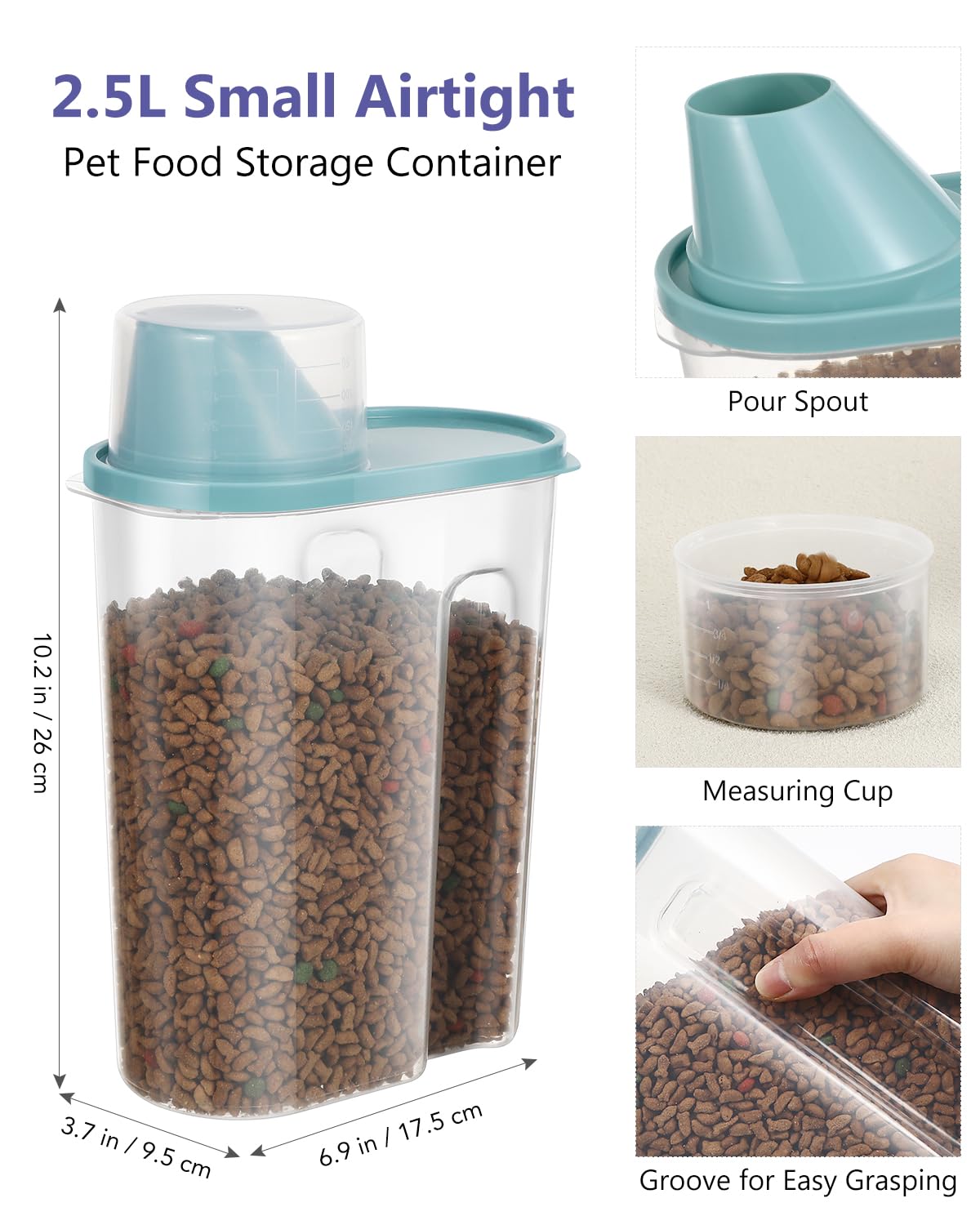 ANVS Dog Food Storage Container - Collapsible Dog Food Container with Airtight Lids, Scoop and 2.5L Small Pet Food Storage Conta