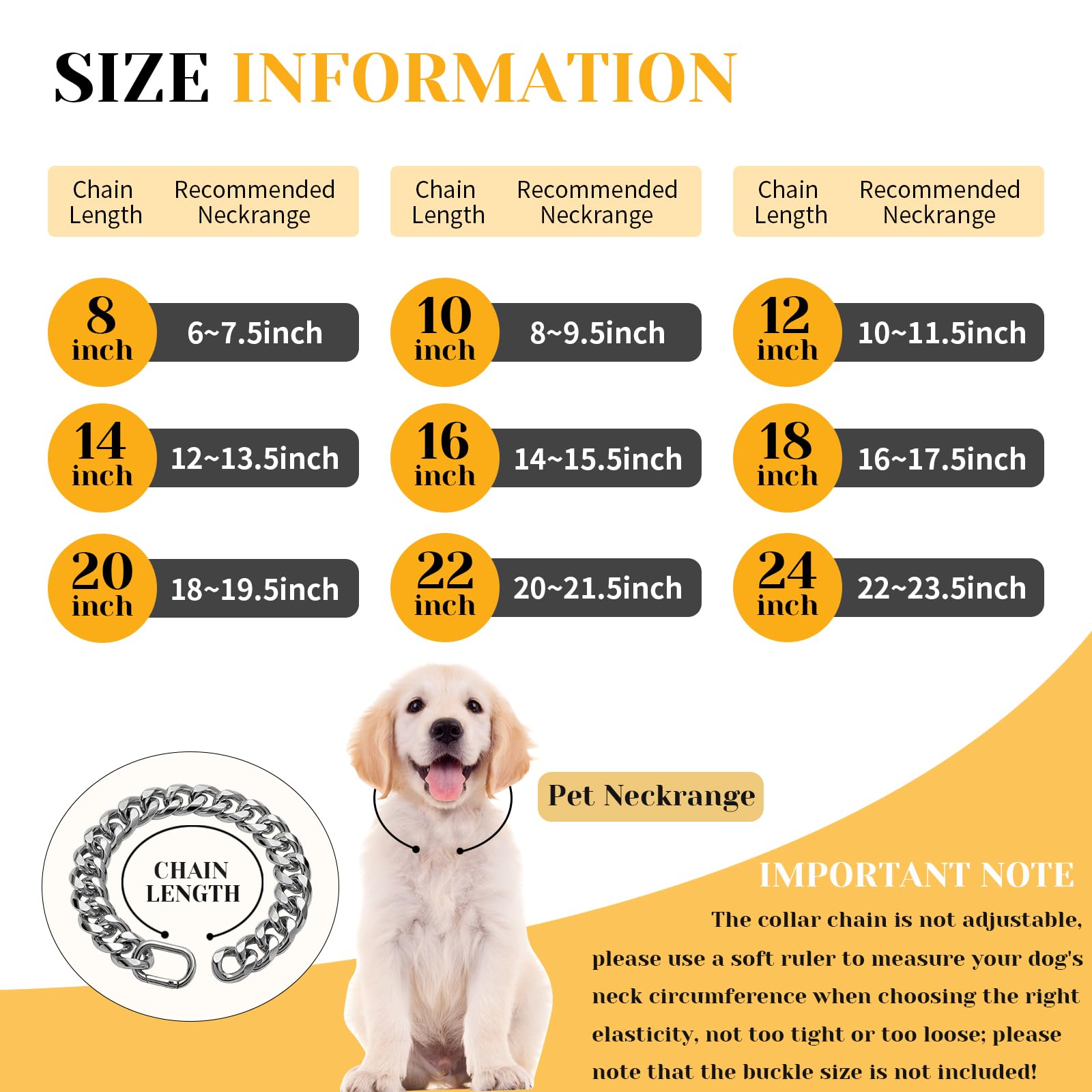 Woofuu 19Mm Heavy Duty Thick Cuban Link Dog Collar,Silver Dog Chain Collar For Small Dogs - 14 Inches Length Dog Necklace Collar