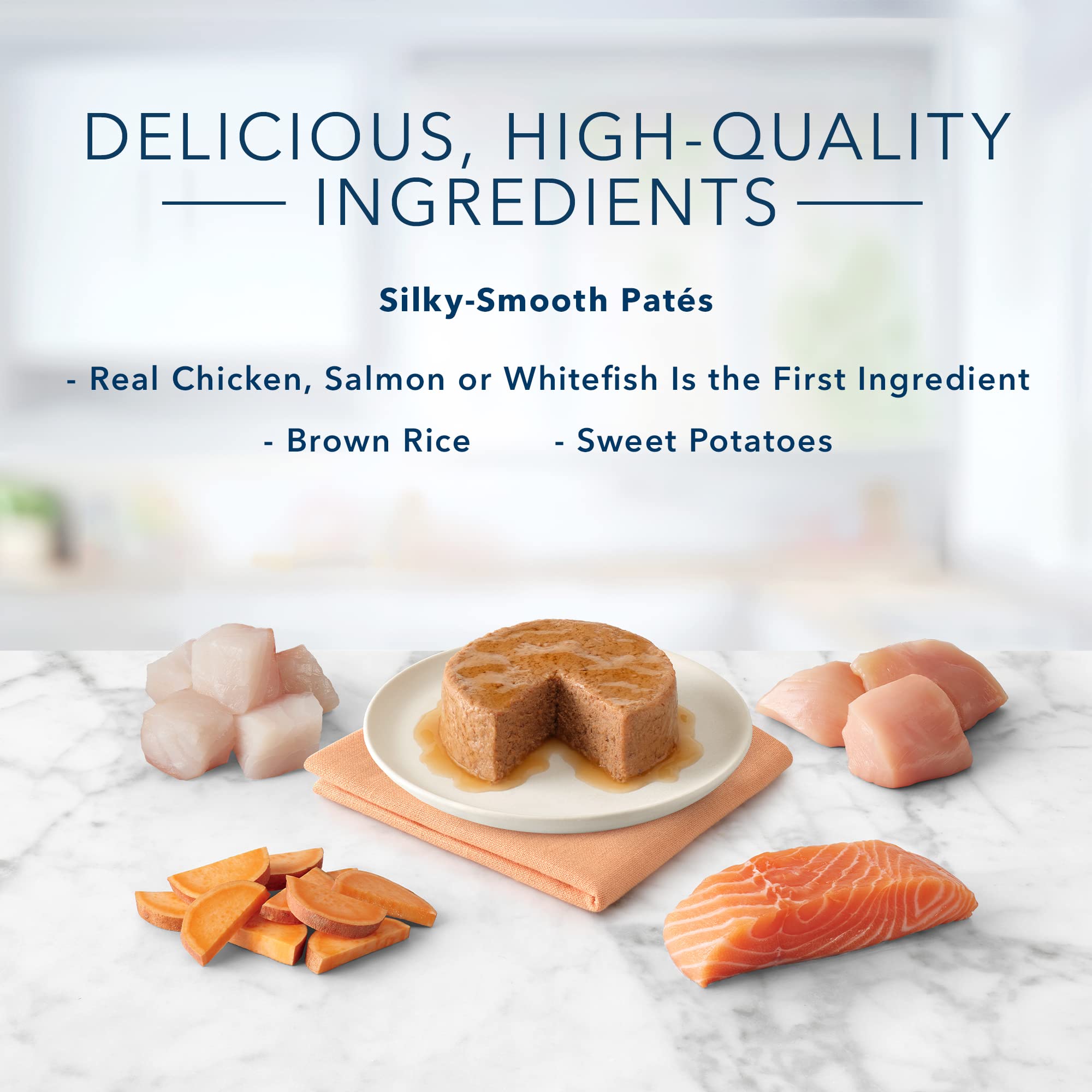 Blue Buffalo Tastefuls Natural Pate Wet Cat Food Variety Pack, Salmon, Chicken, Ocean Fish & Tuna Entr  es 3-oz Cans (12 Count -