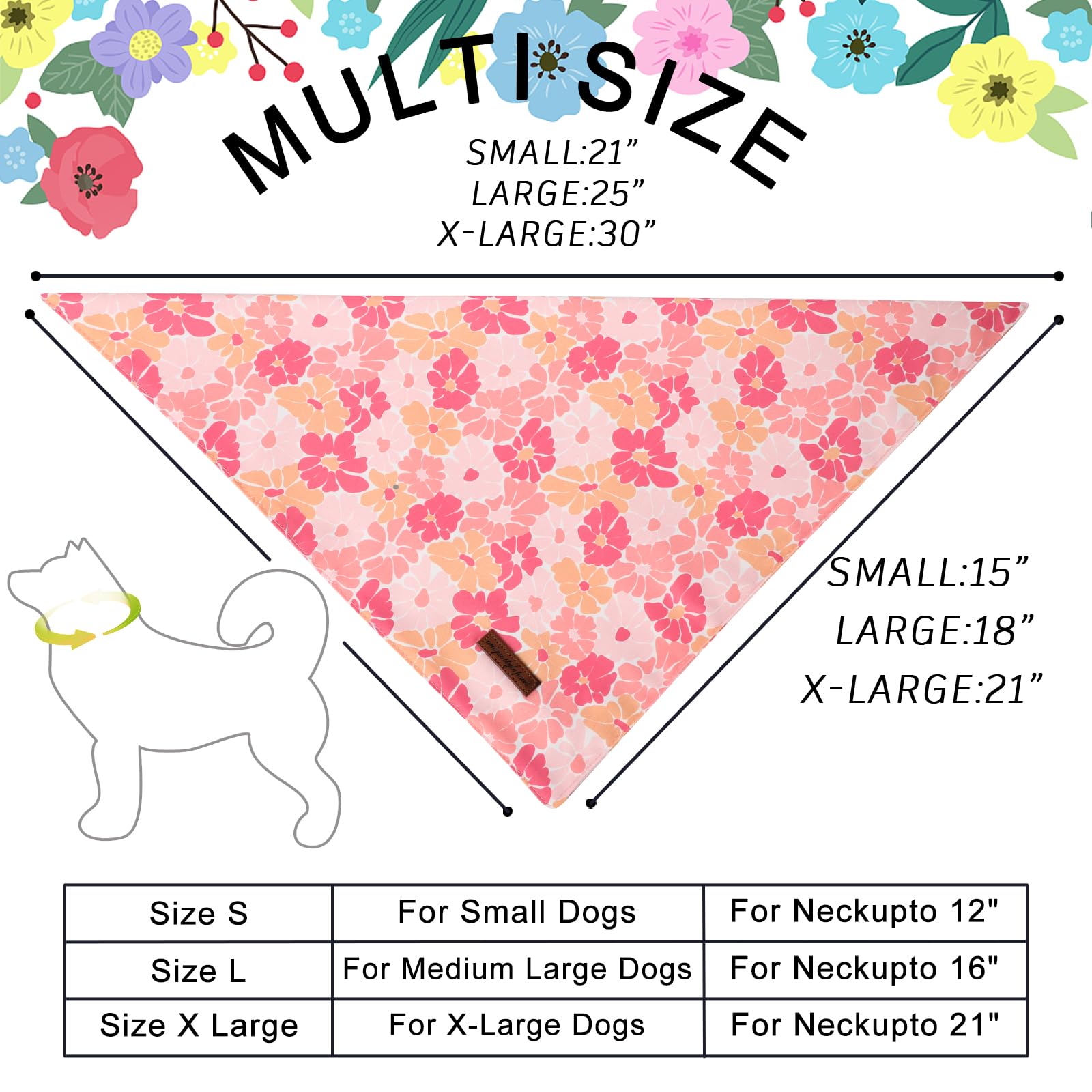 Unique Style Paws Dog Spring Bandanas 2Pcs Washable Cotton Triangle Summer Rose Daisy Flower Puppy Scarfs For Small Medium Large