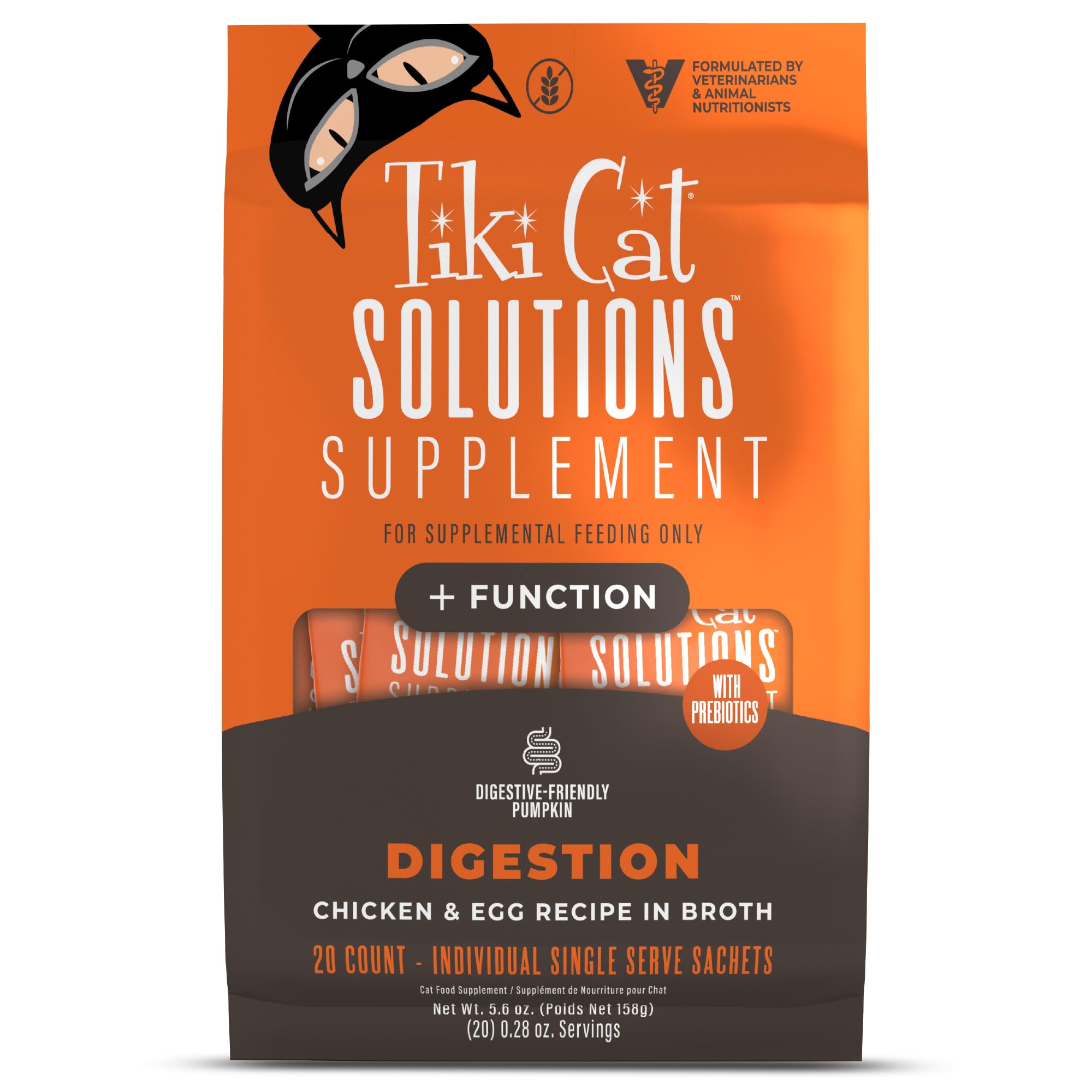 Tiki Cat Solutions Supplements Digestion Mousse, Chicken & Egg in Broth, Formulated to Support Healthy Digestion, Functional Cat