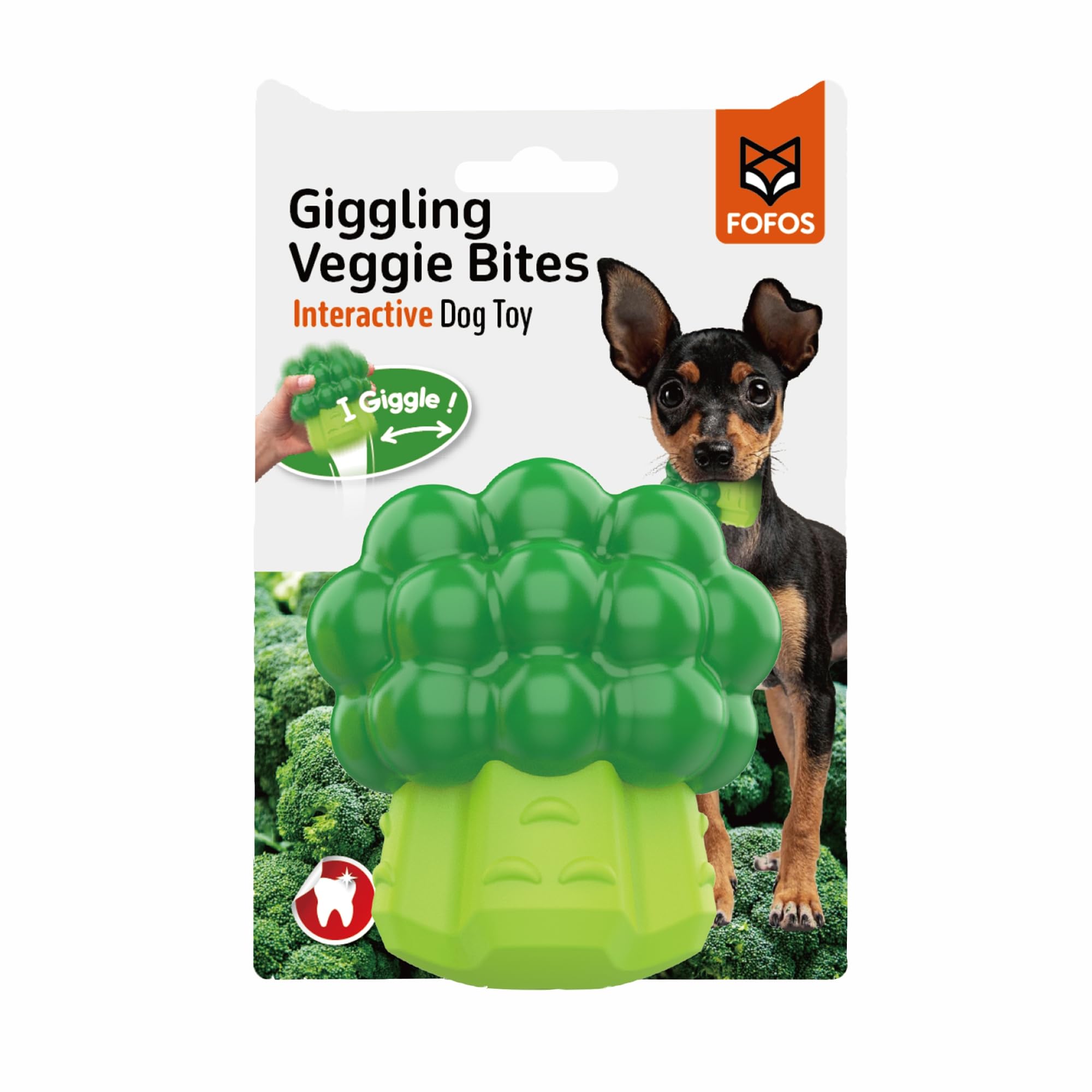 Barkbutler X Fofos Giggling Dog Toy Broccoli  Chew & Squeaky Toys For Dogs, Dog Toys For Large Dogs (530Kgs)  Green