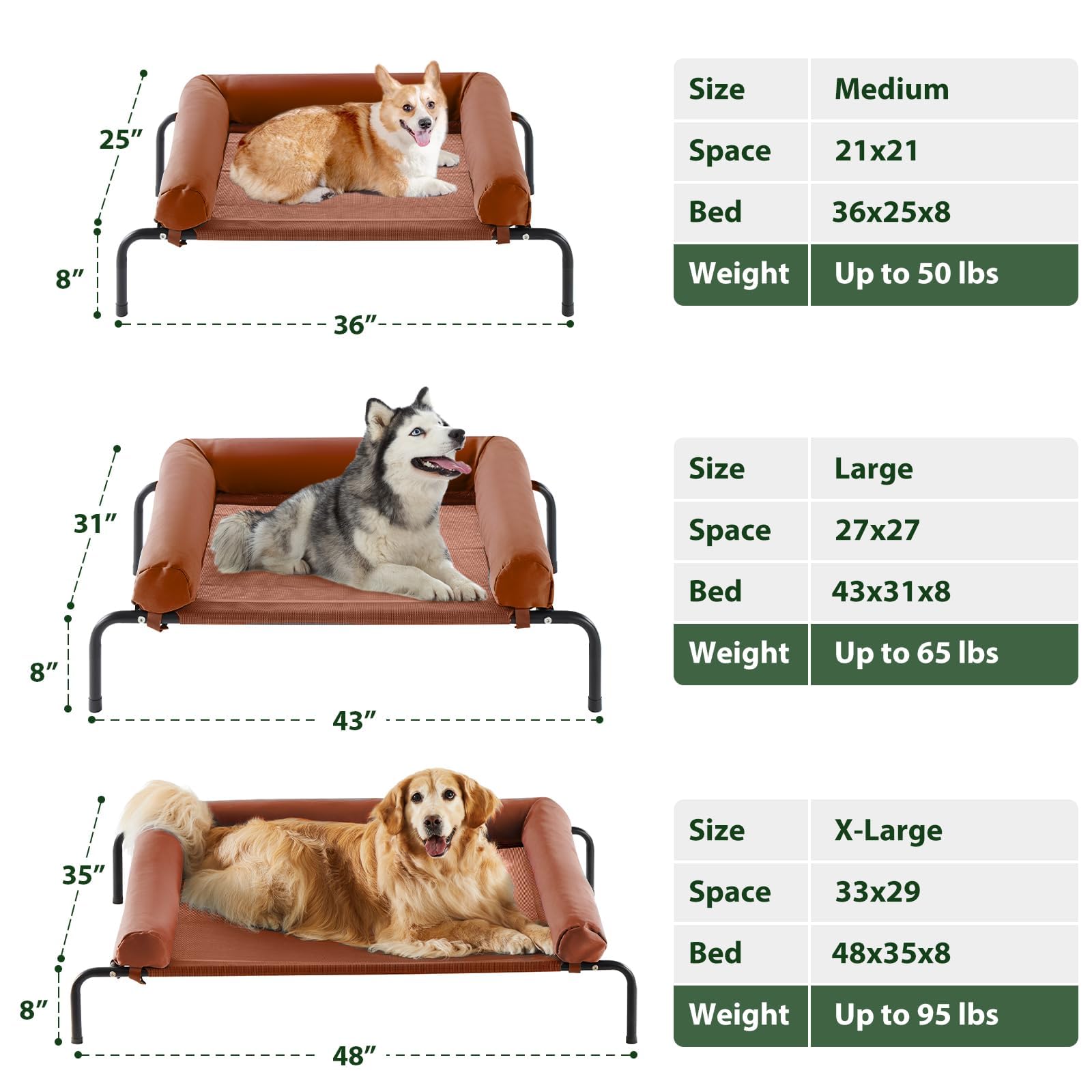 Rrpethome Large Elevated Cooling Dog Bed,Raised Cots Beds,Outdoor Dog Bed,Chew Proof Portable Cooling Pet Cot Skid-Resistant Fee