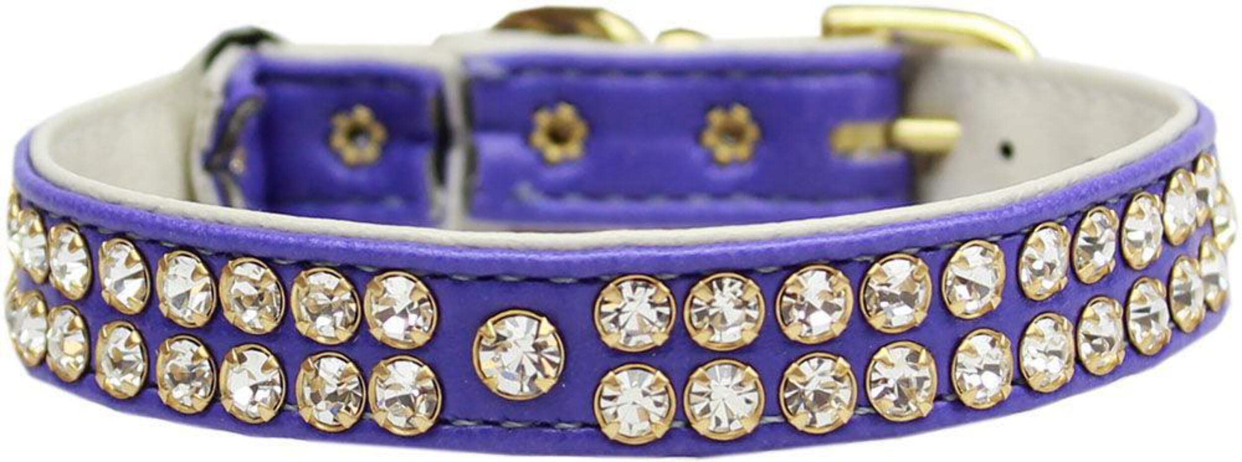 Cat Breakaway Collar, "Two Row Clear Crystal Swank" Pink 10