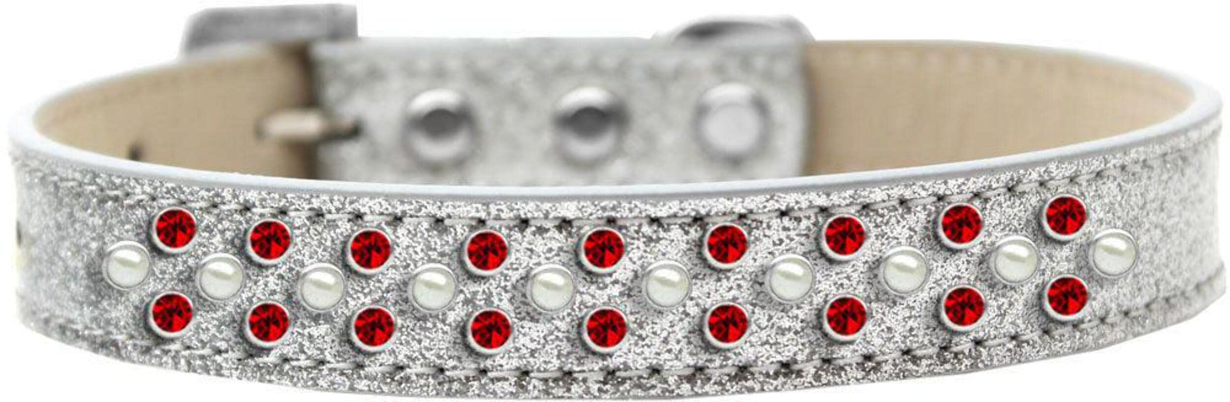 Mirage Pet Products Sprinkles Ice Cream Dog Collar with Pearl and Red Crystals, Size 16, Black