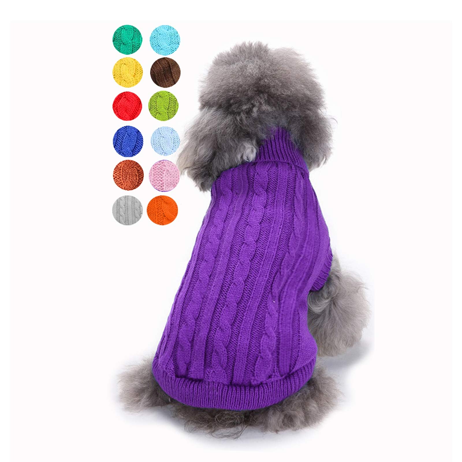 Dog Sweater, Warm Pet Sweater, Dog Sweaters For Small Dogs Medium Dogs Large Dogs, Cute Knitted Classic Cat Sweater Dog Clothes Coat For Girls Boys Dog Puppy Cat (Medium, Purple)