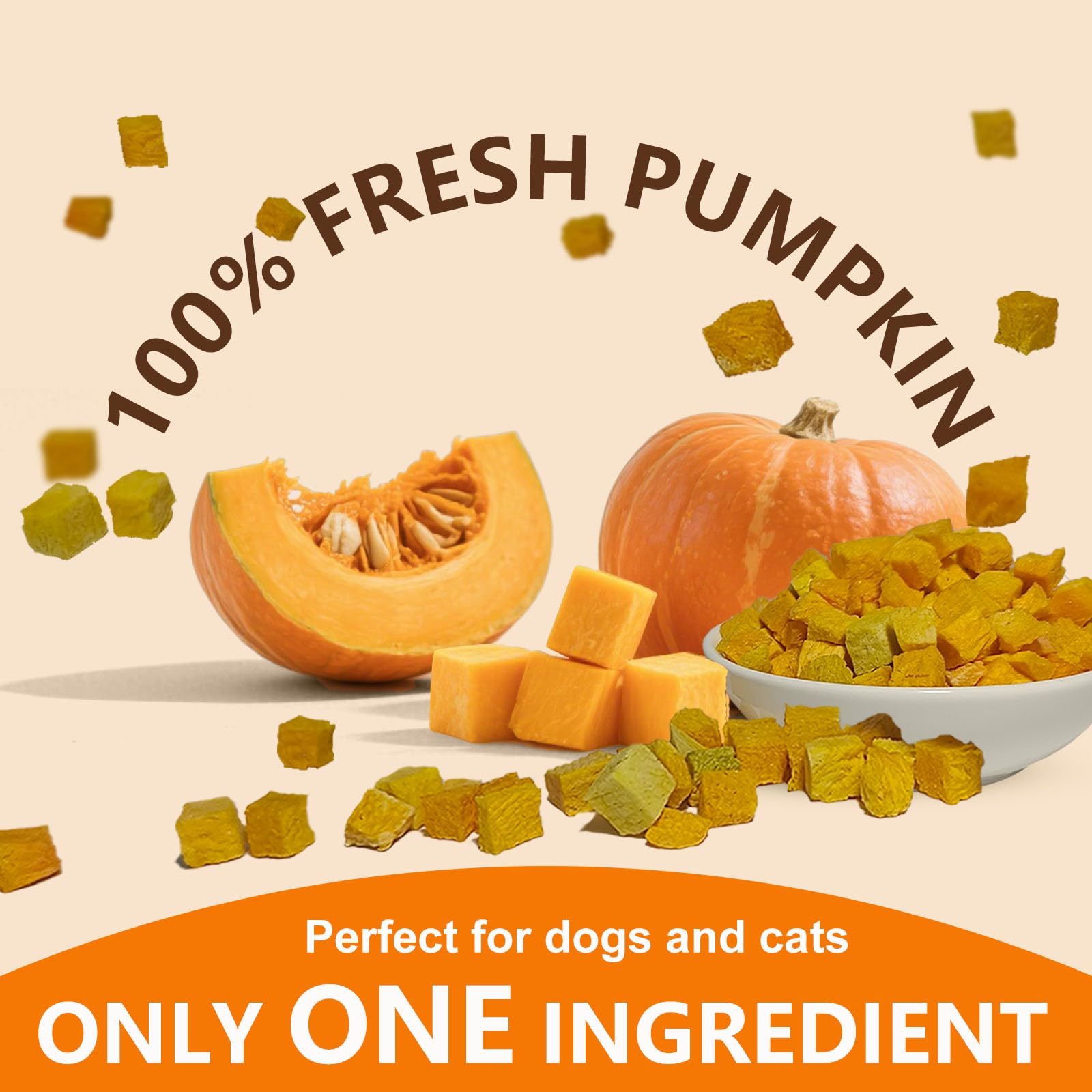 JADINGSFARM Freeze Dried Pumpkin Treats for Dogs & Cats, Natural Digestive Health, 3.5 oz