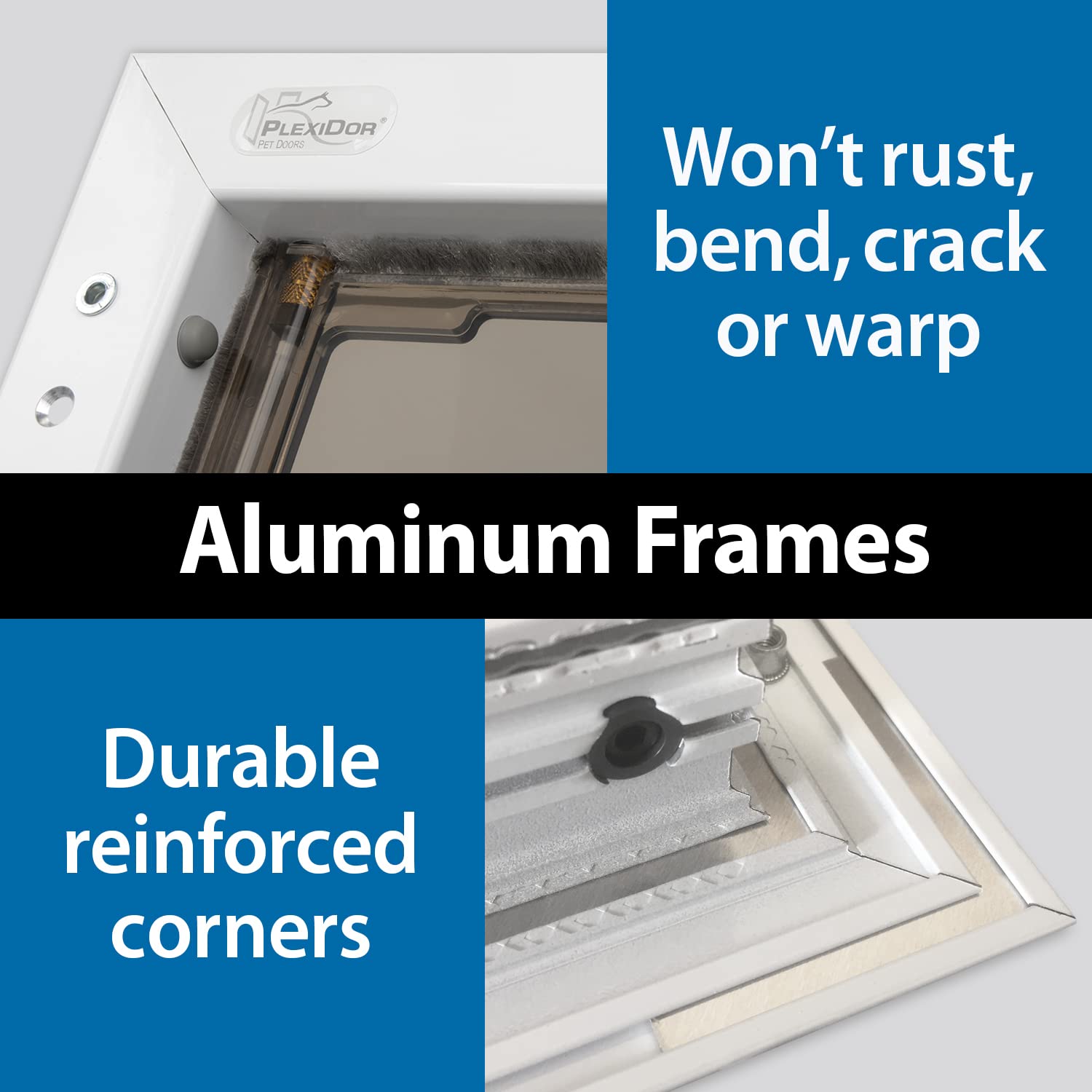 PlexiDor Dog Door - Energy Efficient Bronze Door Mount, Medium Size, Lock & Key - Model PD DOOR MD BR