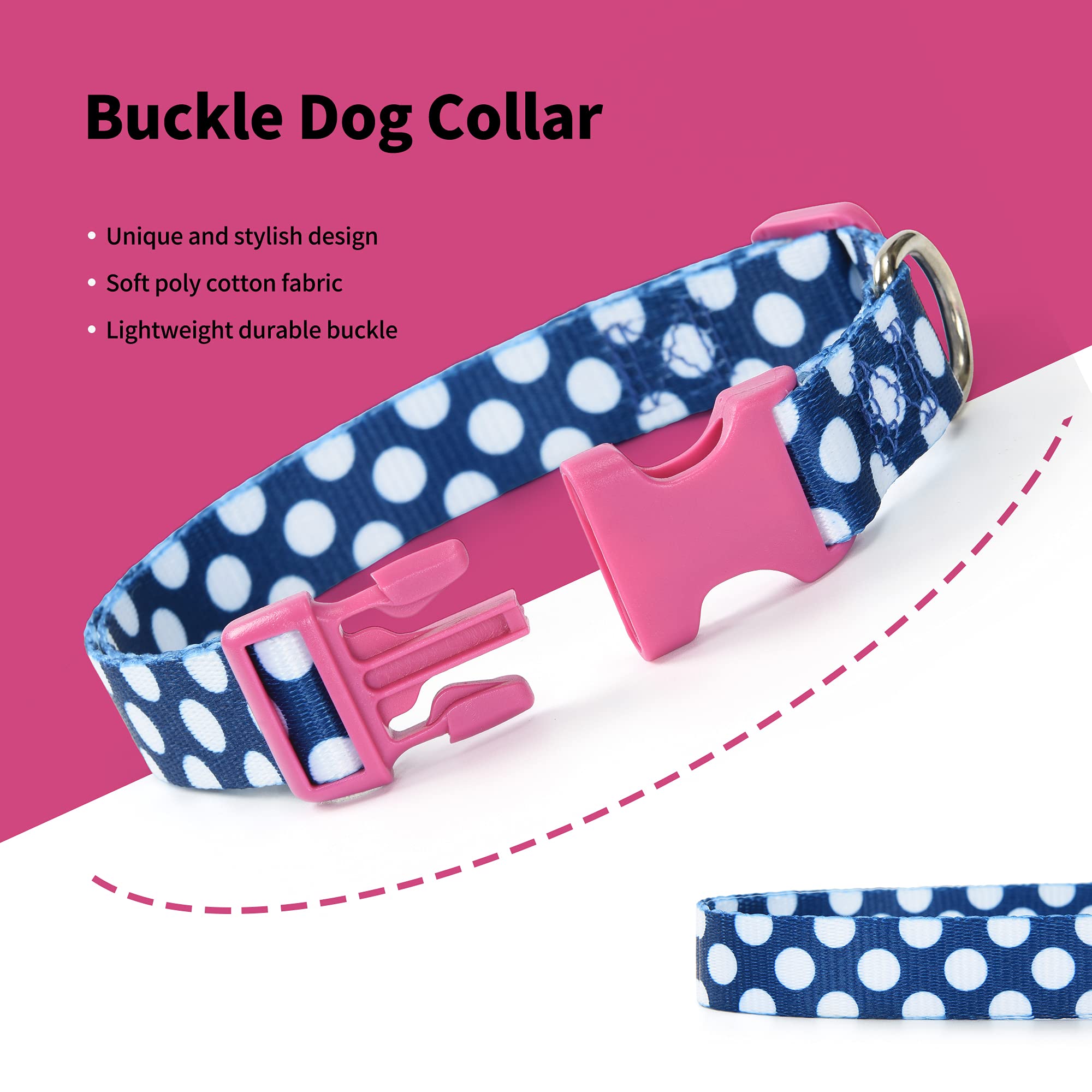Mile High Life Dog Collar | Cute Puppy Collars | Lightweight Girl Dog Collar | Soft Boy Dog Collars | W Geometric Plaid Wave Line Pattern (Blue/White, Small)