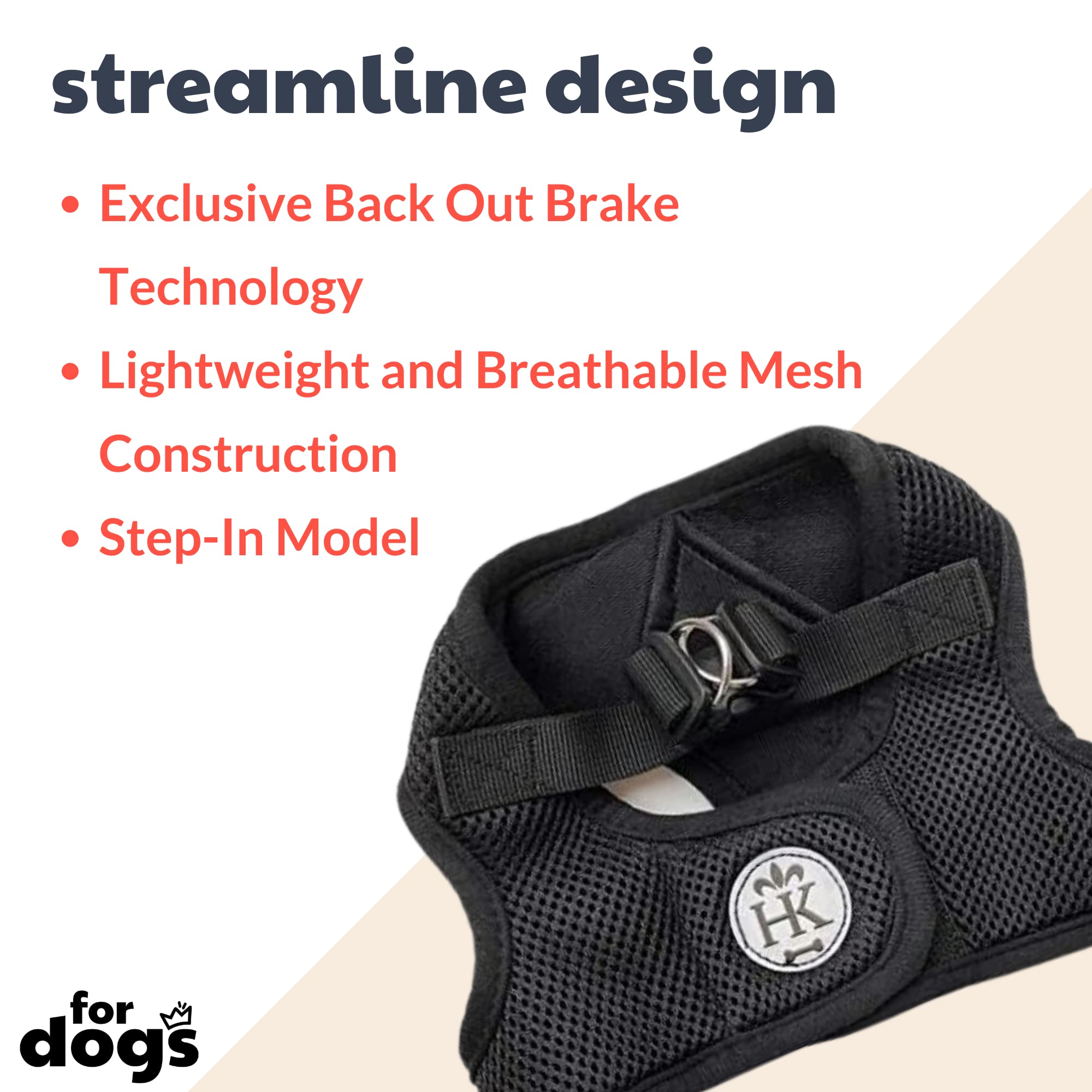 Huxley & Kent Hudson Walking & Training Harness - Black (Extra-Small, 6-10Lbs) - Easy Control Step-In Mesh Vest Harness With Ref