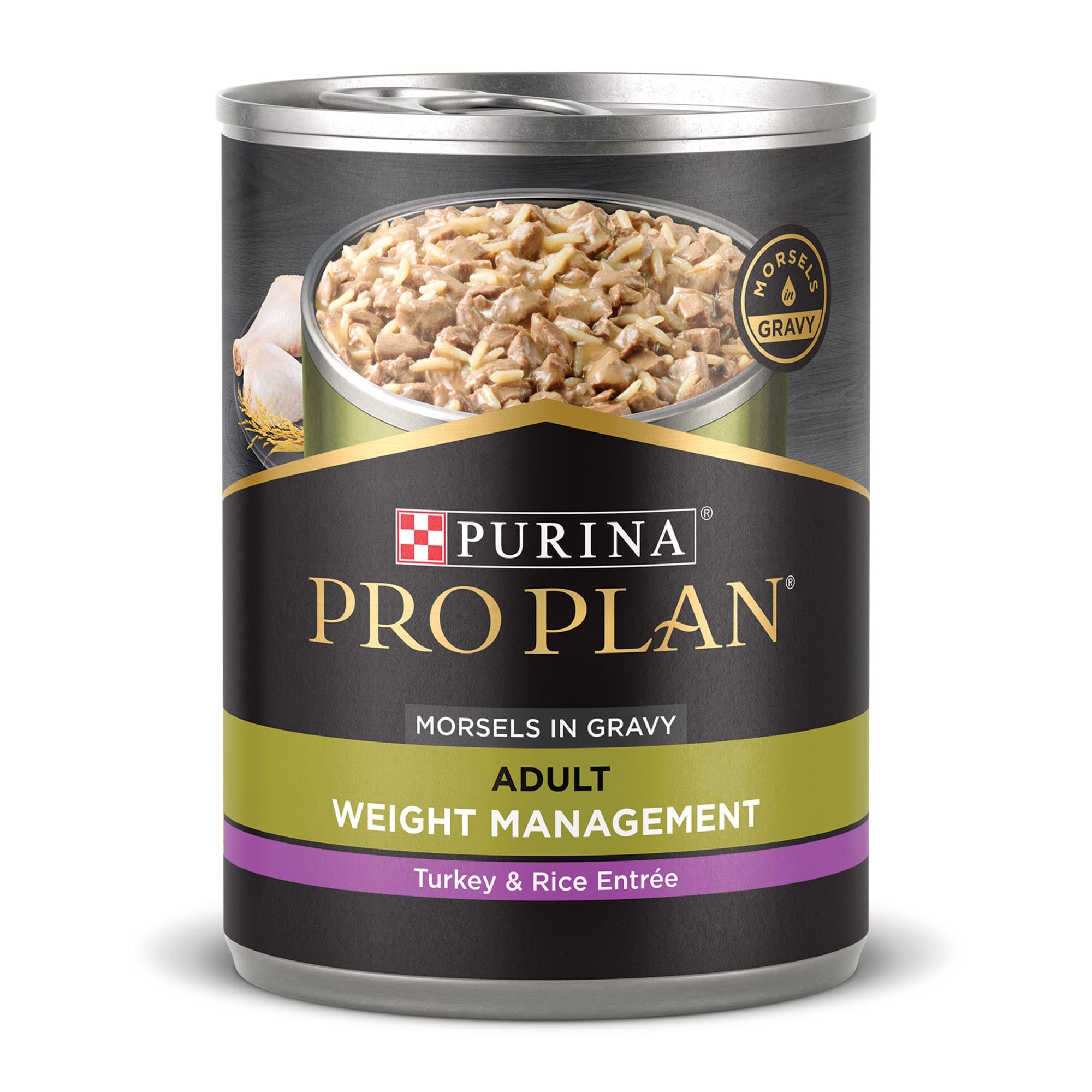 Purina Pro Plan Weight Management Wet Dog Food Turkey and Rice Entree in Gravy - (Pack of 12) 13 oz. Cans