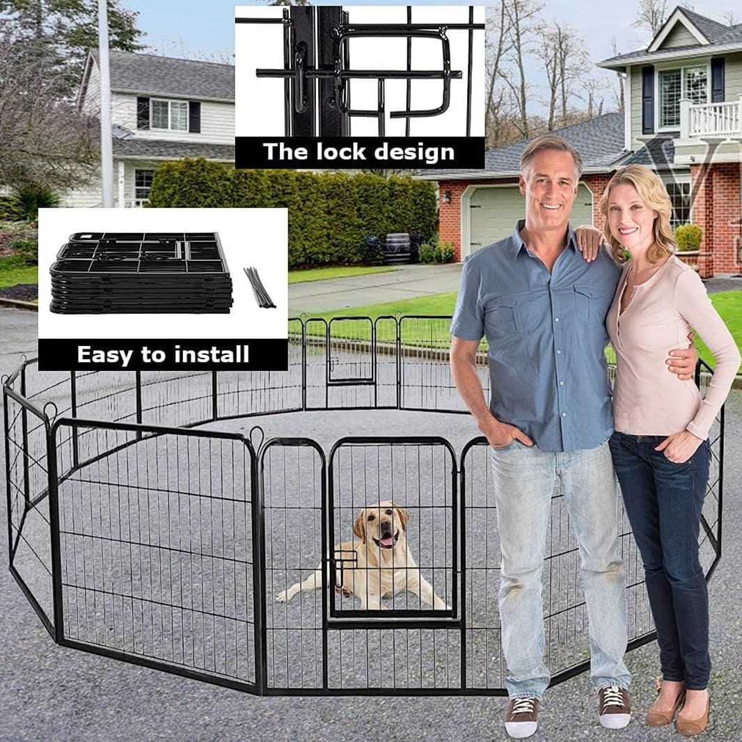 Bestpet Playpen Pet Dog Fence 16 Panels 40 Inch Height Metal Outdoor Exercise Pen With Doors For Large/Medium/Small Dogs, Puppy Playpen For Rv,Camping,Yard