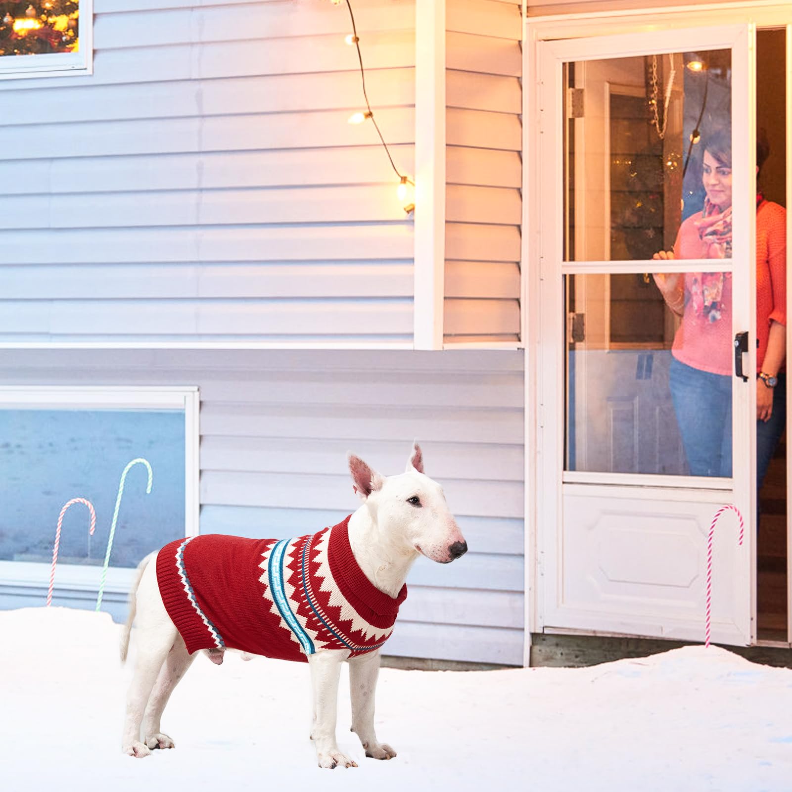 Bingpet Elastic Sweater For Medium Large Dogs - Sleeveless Turtleneck Knit For Fall Winter - Christmas Puppy Sweater For Girls B