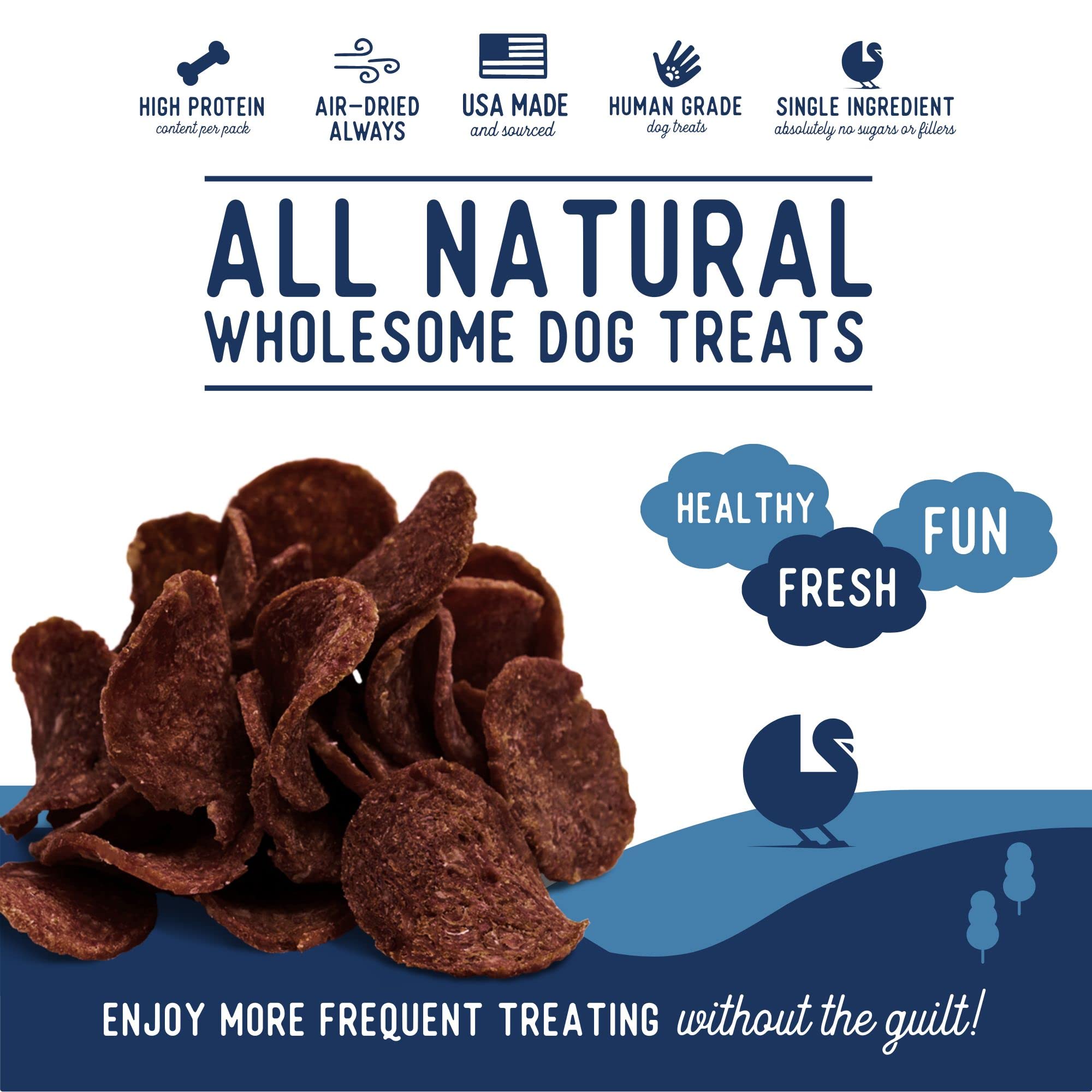 Beg & Barker Turkey Chips for Dogs (8 Ounce, Pack of 1) - Single Ingredient Dog Treats Made for Large & Small Dogs Protein Human