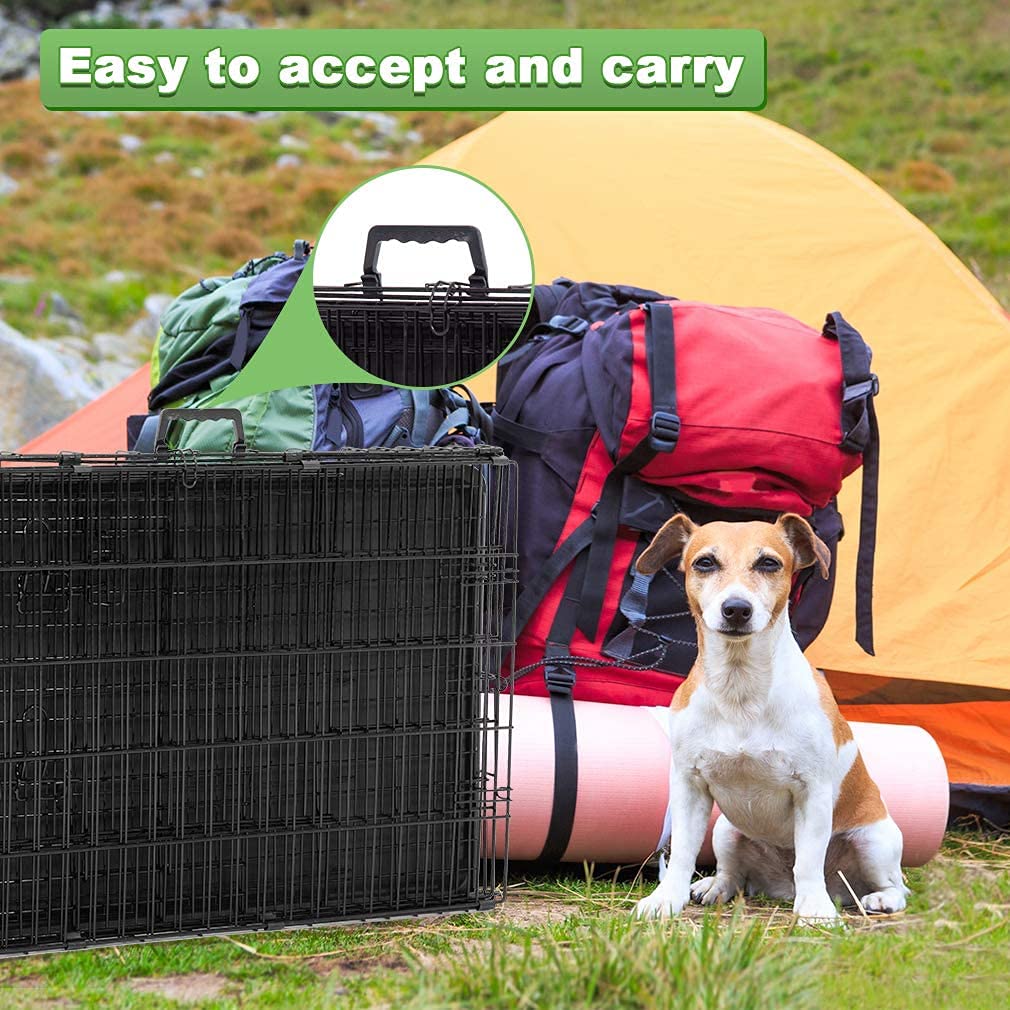 Bestpet 24,30,36,42,48 Inch Dog Crates For Large Dogs Folding Mental Wire Crates Dog Kennels Outdoor And Indoor Pet Dog Cage Crate With Double-Door,Divider Panel, Removable Tray (Black, 48')