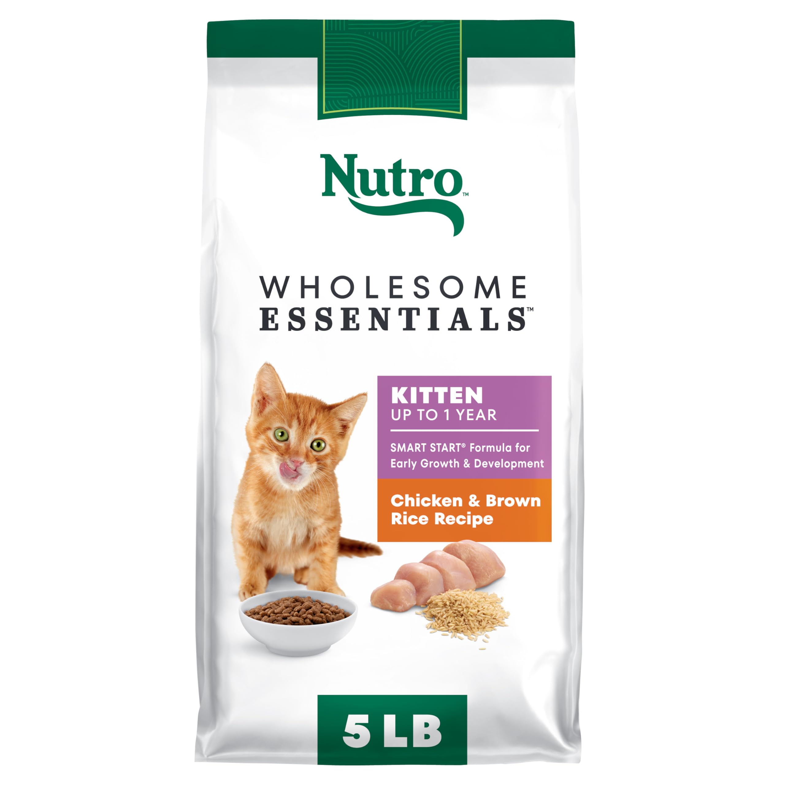 Nutro Wholesome Essentials Natural Dry Cat Food Kitten Formula Chicken & Brown Rice, 5 lb. Bag