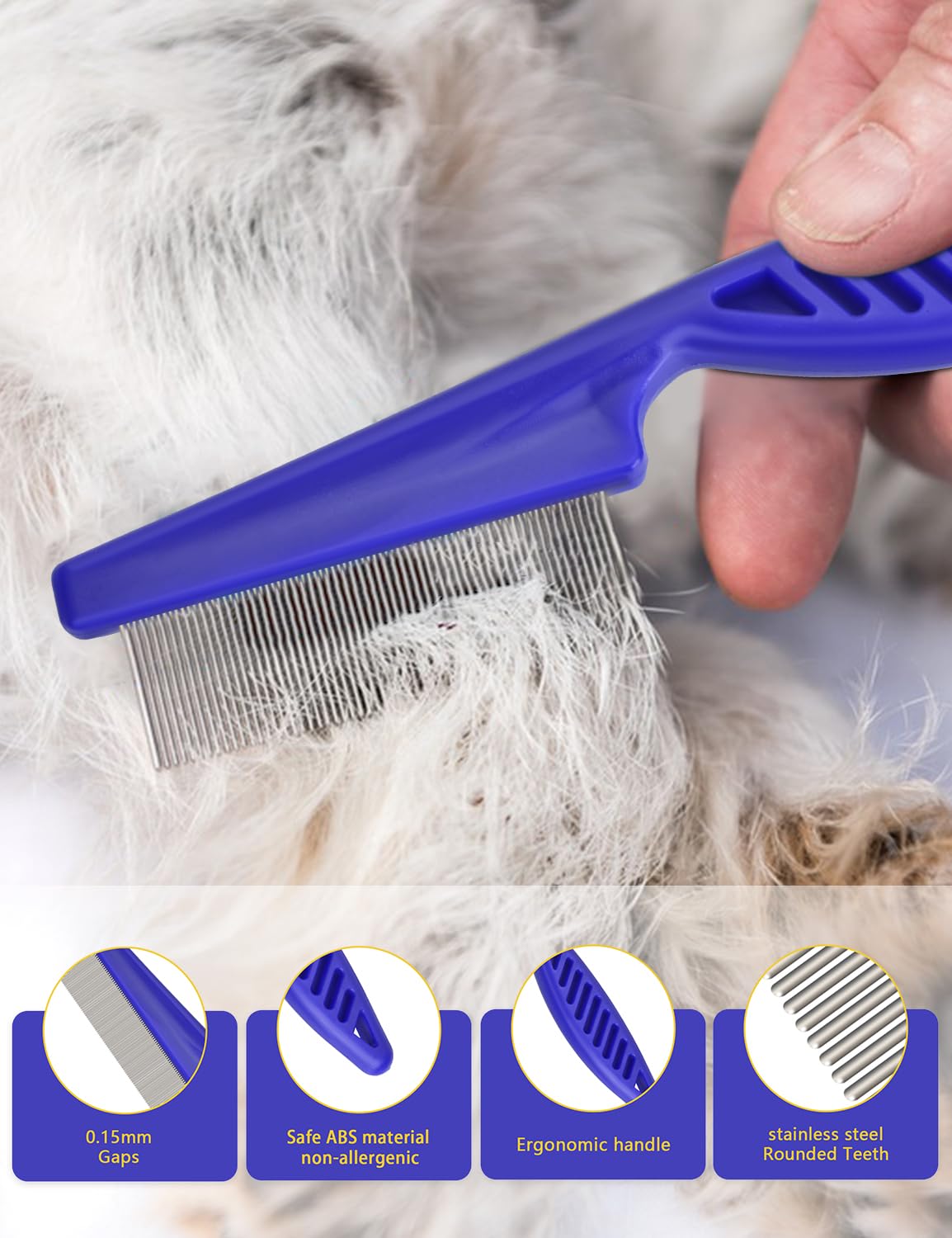 Flea Comb For Cats Dogs, 8 Pack Flea And Lice Grooming Comb Set For Cats, Pet Grooming Tools For Small, Medium & Large Pets (Pin