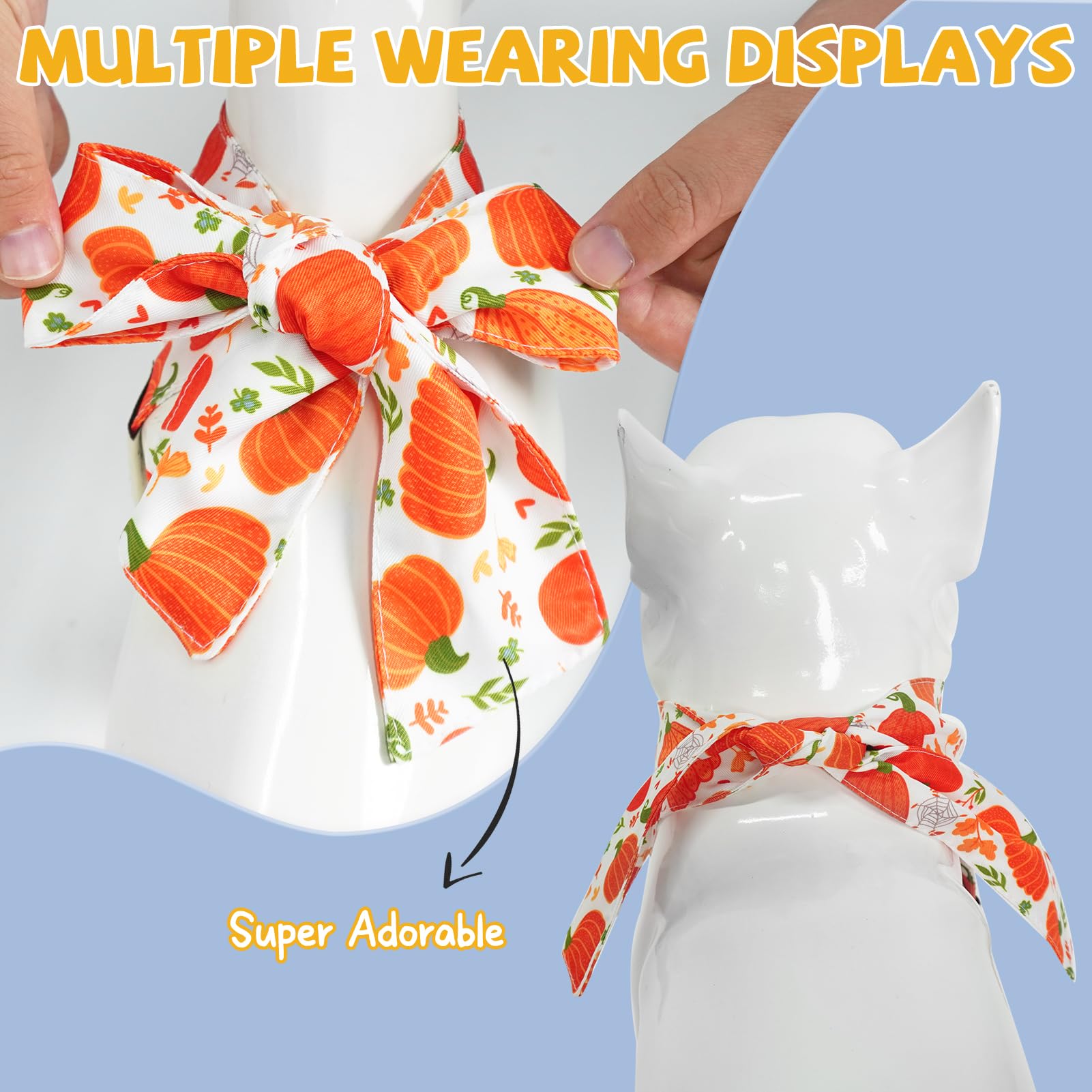 Scenereal Thanksgiving Dog Bandana, Fall Pumpkin Double Side Dog Scarf For Small Medium Large Dogs Cats Puppy,Holiday Bandanas F