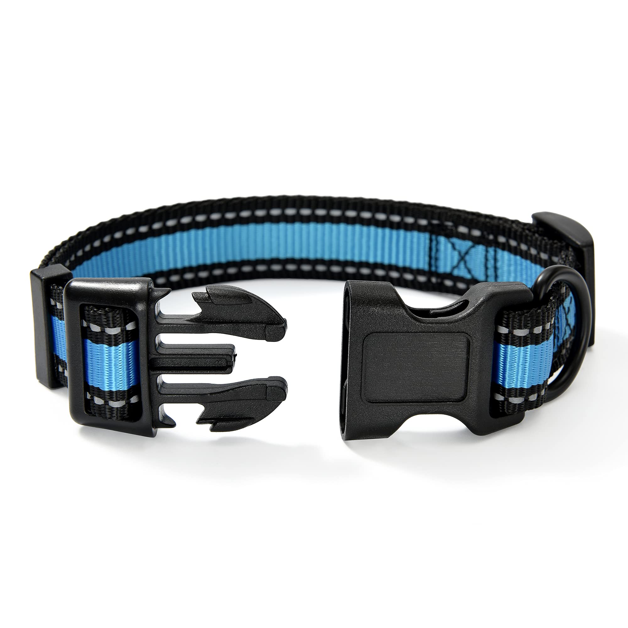 Mile High Life Dog Collar | Nylon Reflective Dog Collars | Light Weight Puppy Collars | Blue Dog Collars For Medium Dogs (Blue,