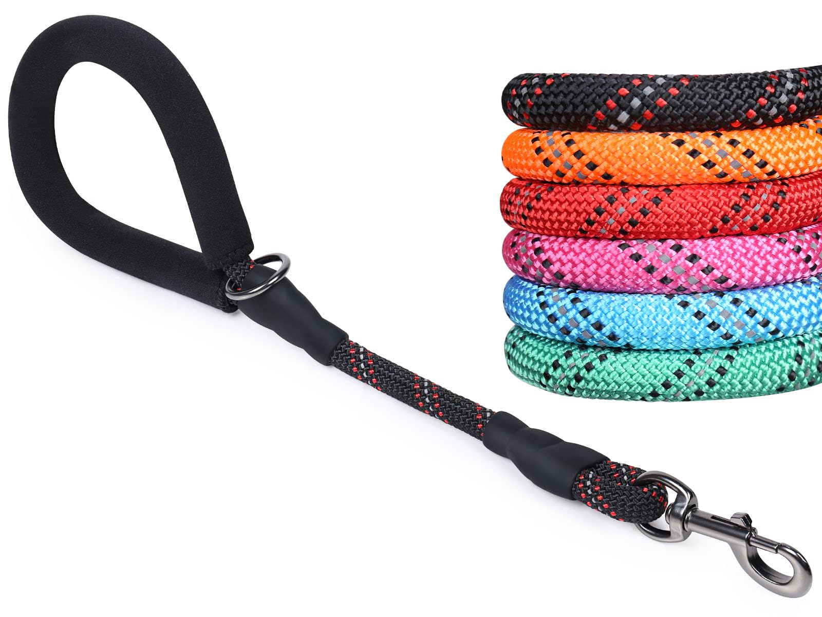Vivaglory Short Rope Dog Leash With Neoprene Padded Handle, Training & Walking Durable Dog Traffic Leashes With Highly Reflectiv