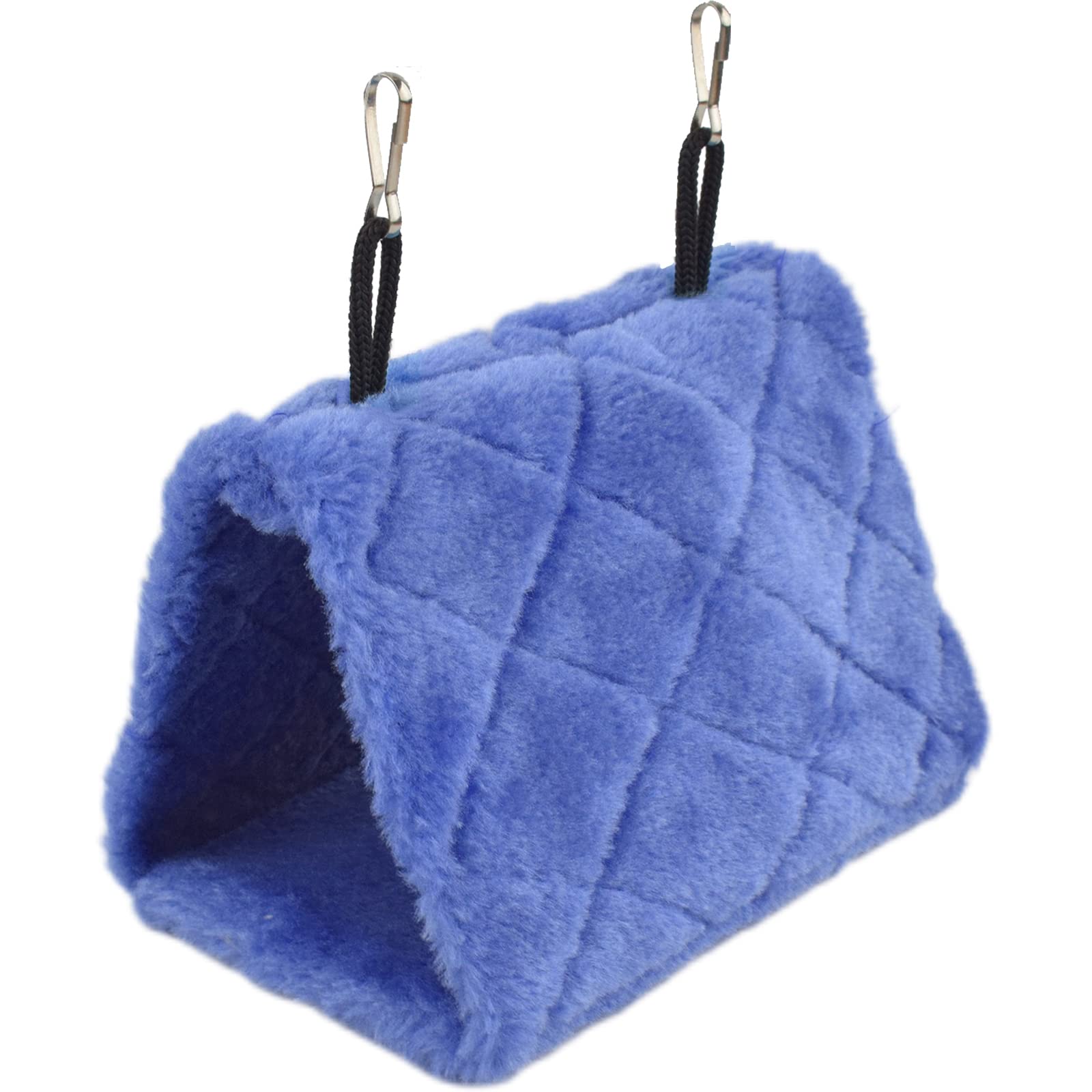 Cdycam Pet Bird Nest Hammock Hanging Cave Cage Plush Snuggle Happy Hut Tent Bed, Deep Blue (Large)