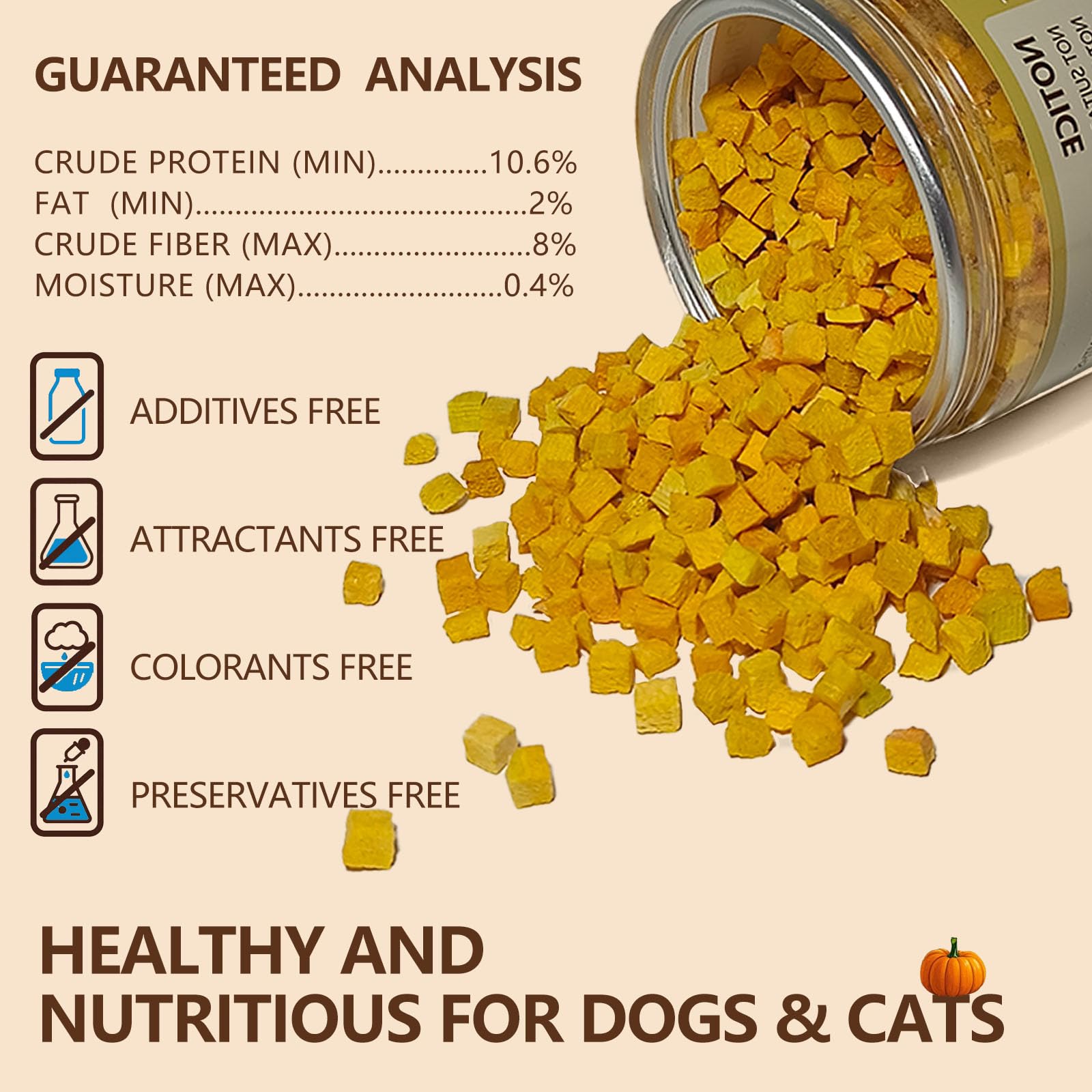 JADINGSFARM Freeze Dried Pumpkin Treats for Dogs & Cats, Natural Digestive Health, 3.5 oz