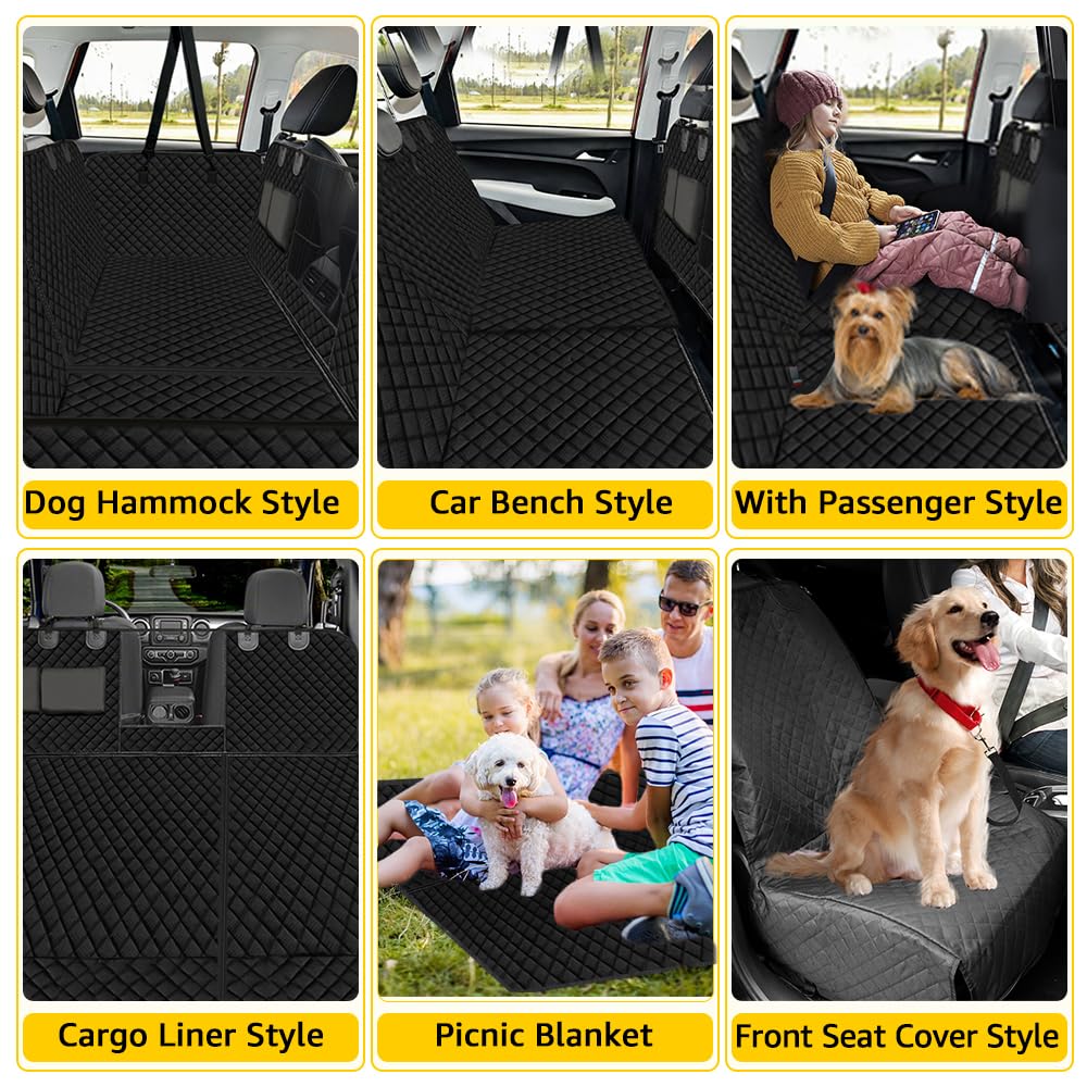 Vailge 6 In 1 Car Seat Cover For Back Seat, 60/40 Split, 100% Waterproof With Mesh Window, Scratch Prevent Anti-Slip Dog Hammock