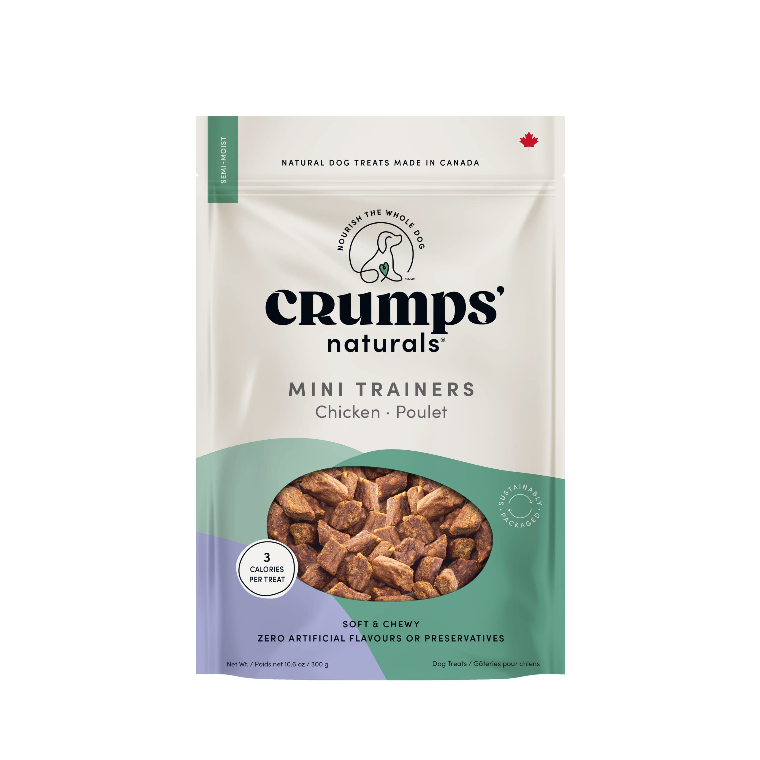 Crumps Naturals Semi Moist Chicken Mini Trainers 10.6oz /3000g, Brown (MT-C-250)