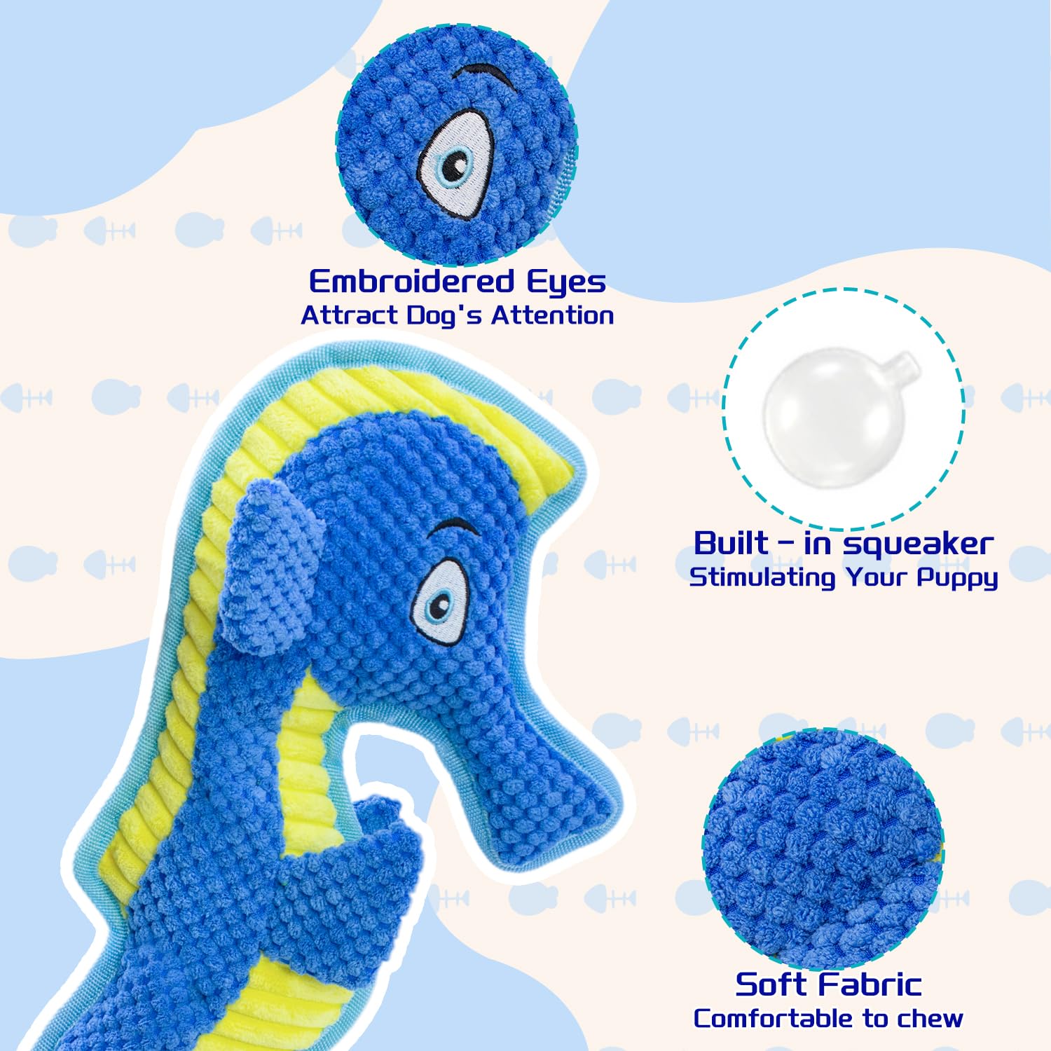 VWPTCHI Squeaky Dog Toy - Durable Chew Toy for Aggressive Chewers, Interactive Fun, Green Shark Design