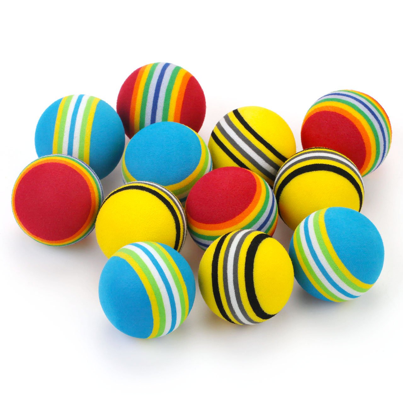 Chiwava 45 Pack 1.7'' Foam Cat Toys Ball Rainbow Color Balls Kitten Activity Chases Quiet Play Mix Color