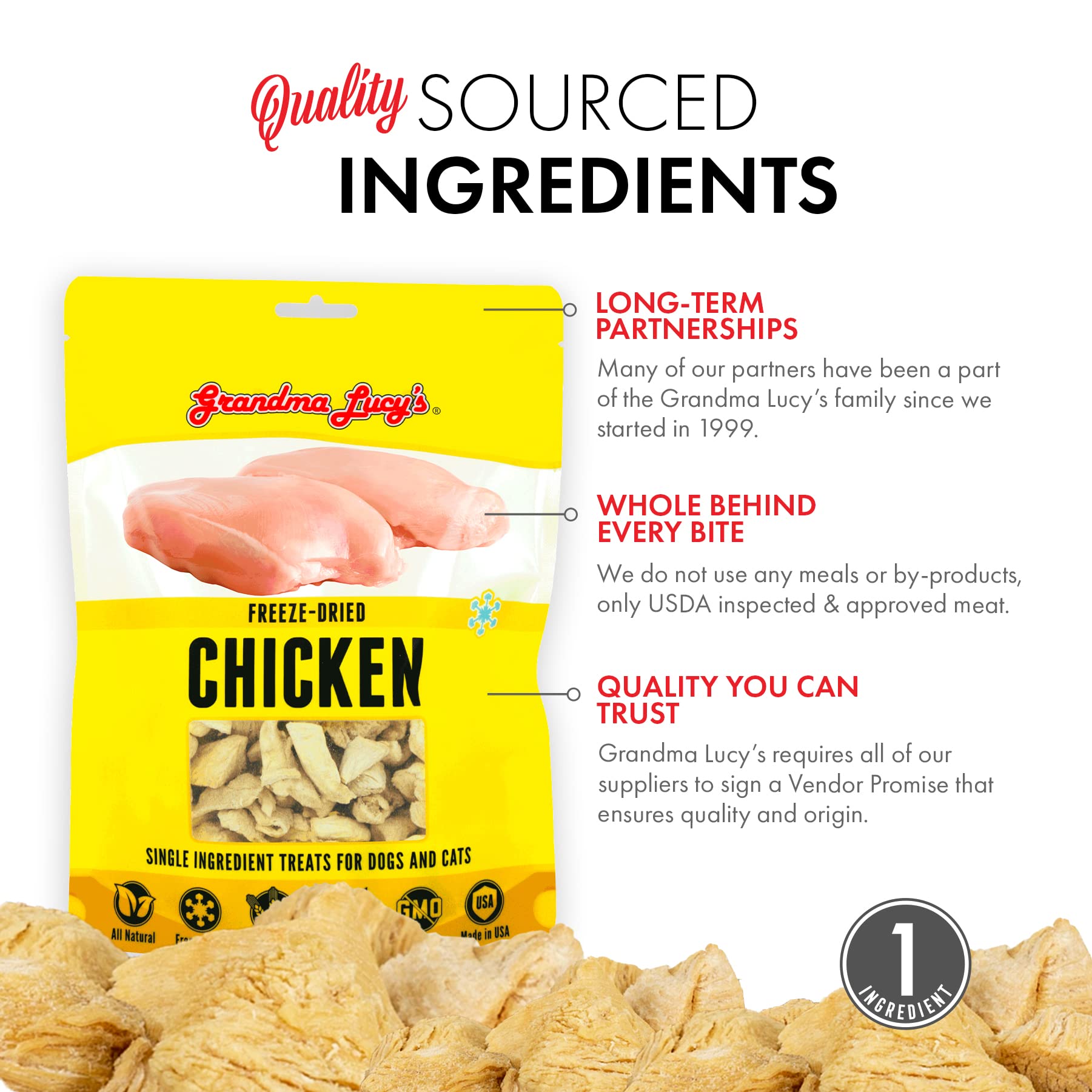 Grandma Lucys - Singles Chicken Pet Treats - 3.5Oz, yellow, 4 Ounce (Pack of 1)