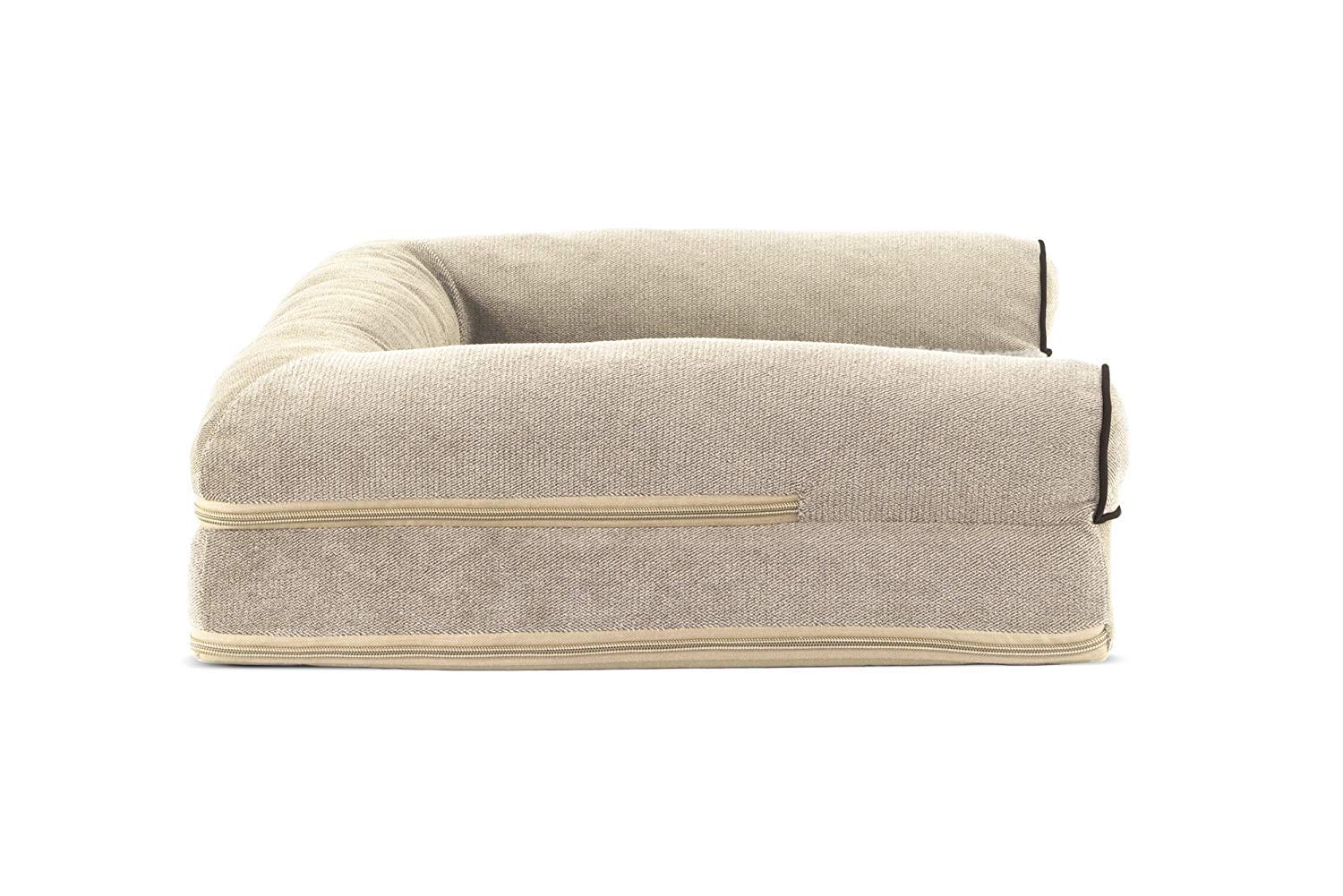 Furhaven Orthopedic Dog Bed For Medium/Small Dogs W/ Removable Bolsters & Washable Cover, For Dogs Up To 35 Lbs - Sherpa & Chenille Sofa - Cream, Medium