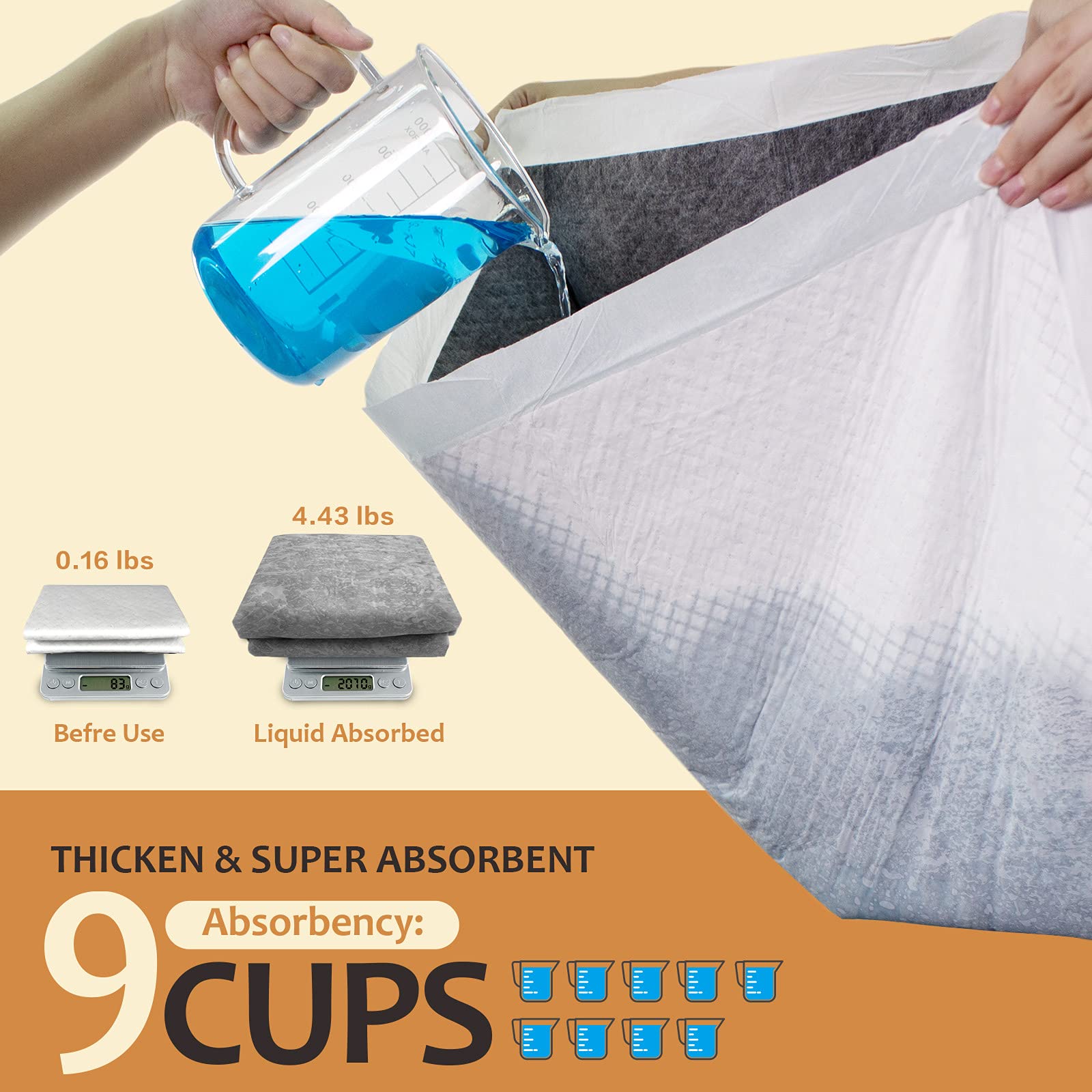 HIDOGGYLD Extra Large Charcoal Dog Pee Pads 28" x 34", 40 Count, Super Absorbent & Leak-Proof, Model C2834