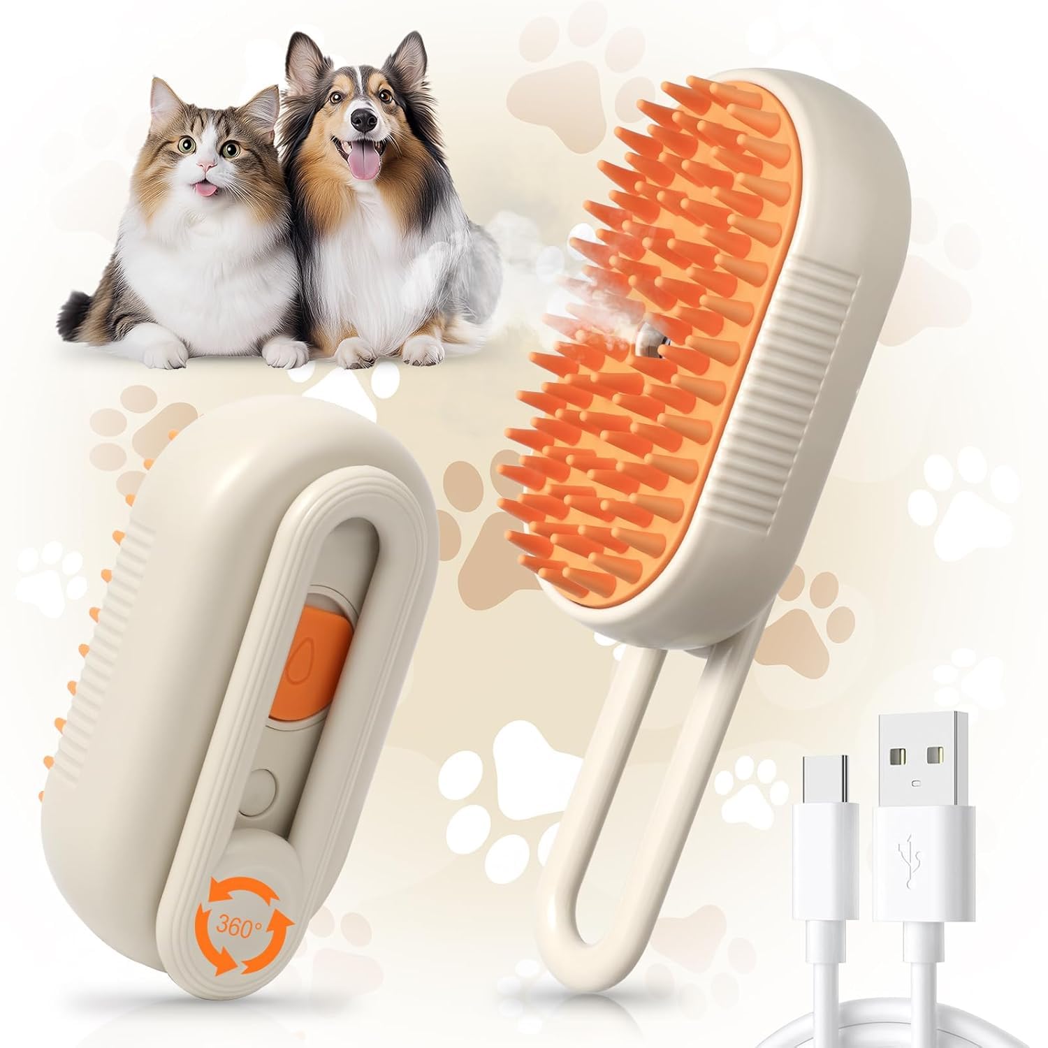 Paw N Pet Pet Hair Brush For Dogs & Cats | Foldable Steamer Grooming Comb | Color Dog Hair Brush For Sofa, Clothes, Car | Groomi