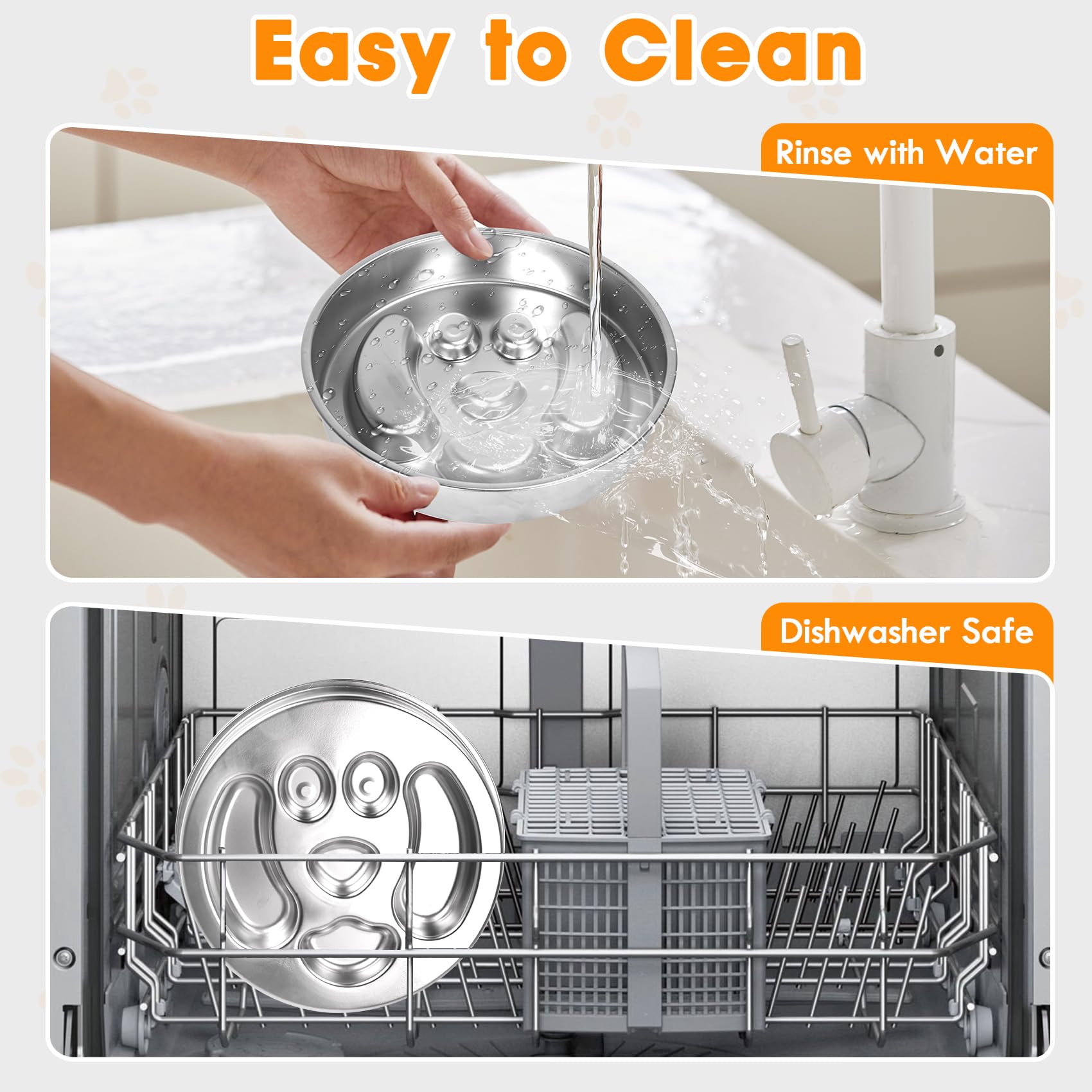 Slow Feeder Dog Bowls, 2 Pack Double-Sided 304 Stainless Steel Lick Plate & Slow Eating Bowl, 2 Cups Food-Grade Heavy Duty Metal