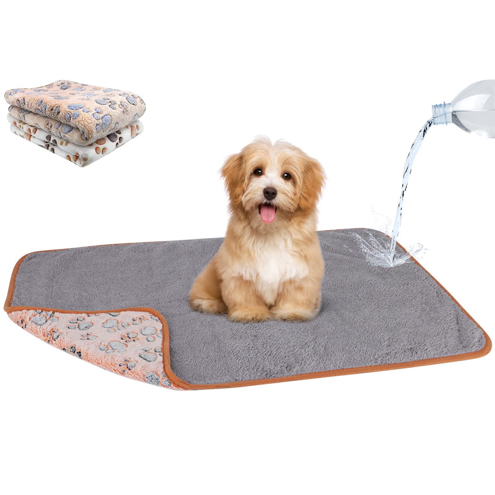 Yuepet Waterproof Dog Blankets, 2 Pack Washable Dog Blankets For Bed Couch Sofa Protector Fleece Flannel Puppy Blanket Soft Plush Reversible Throw Blanket For Small Dog Puppy Cat 30'×20'(White+Coffee)