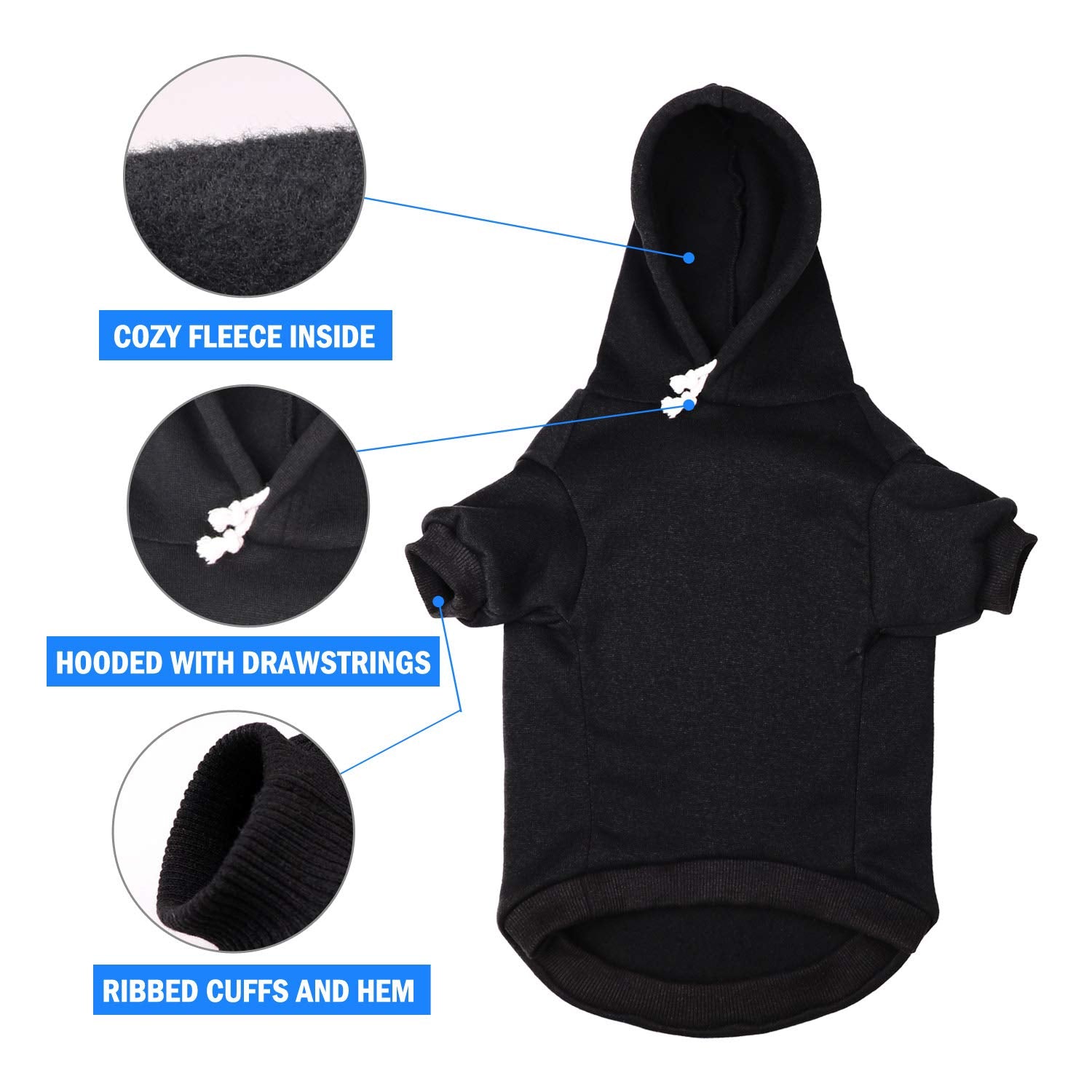 Dog Hoodie Dog Sweaters For Small Dogs Pet Clothes Black Buffalo Plaid Warm And Soft Breathable Cozy(S)