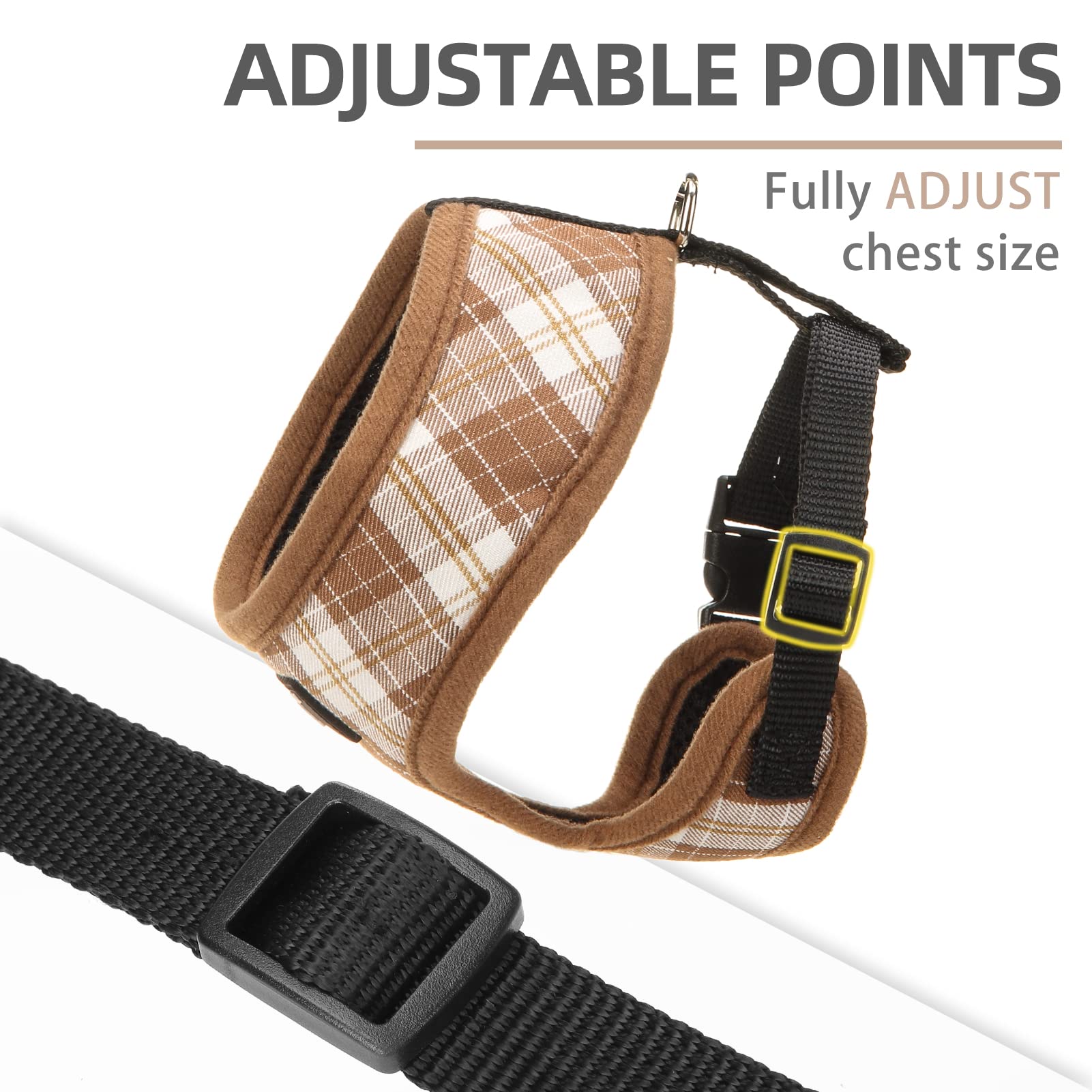 Pupteck Soft Mesh Dog Harness And Leash Set Pet Puppy Cat Comfort Padded Vest No Pull Harnesses, Brown, M