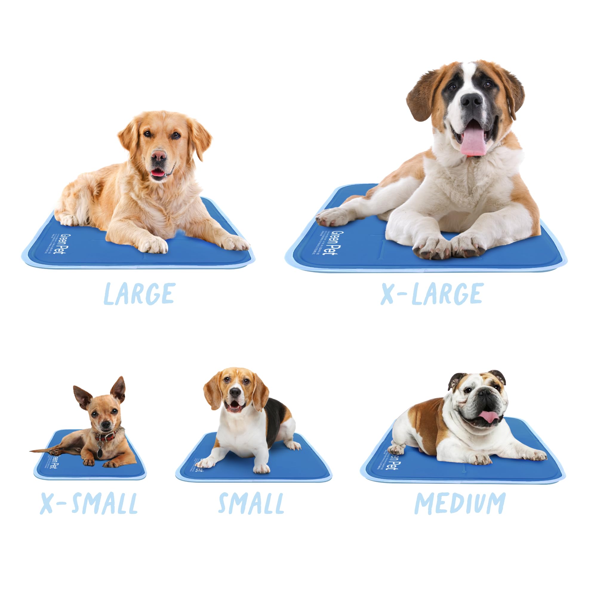 The Green Pet Shop Cool Pet Pad - Large, Blue - Self-Cooling Gel Mat for Dogs & Cats (46-80 lbs) - Model 48394