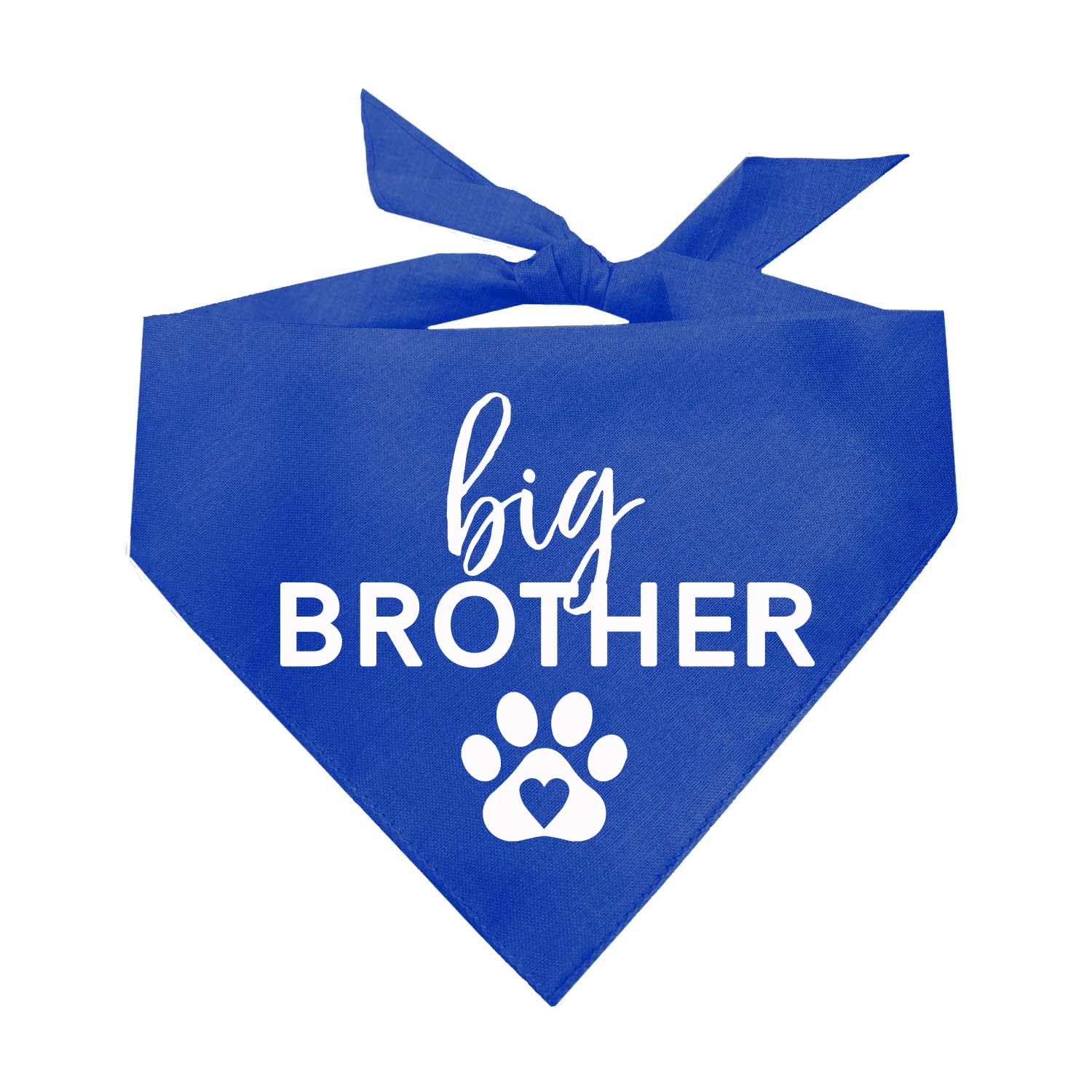 Big Brother With Heart Paw Baby Announcement Dog Bandana (Royal, Os 87)