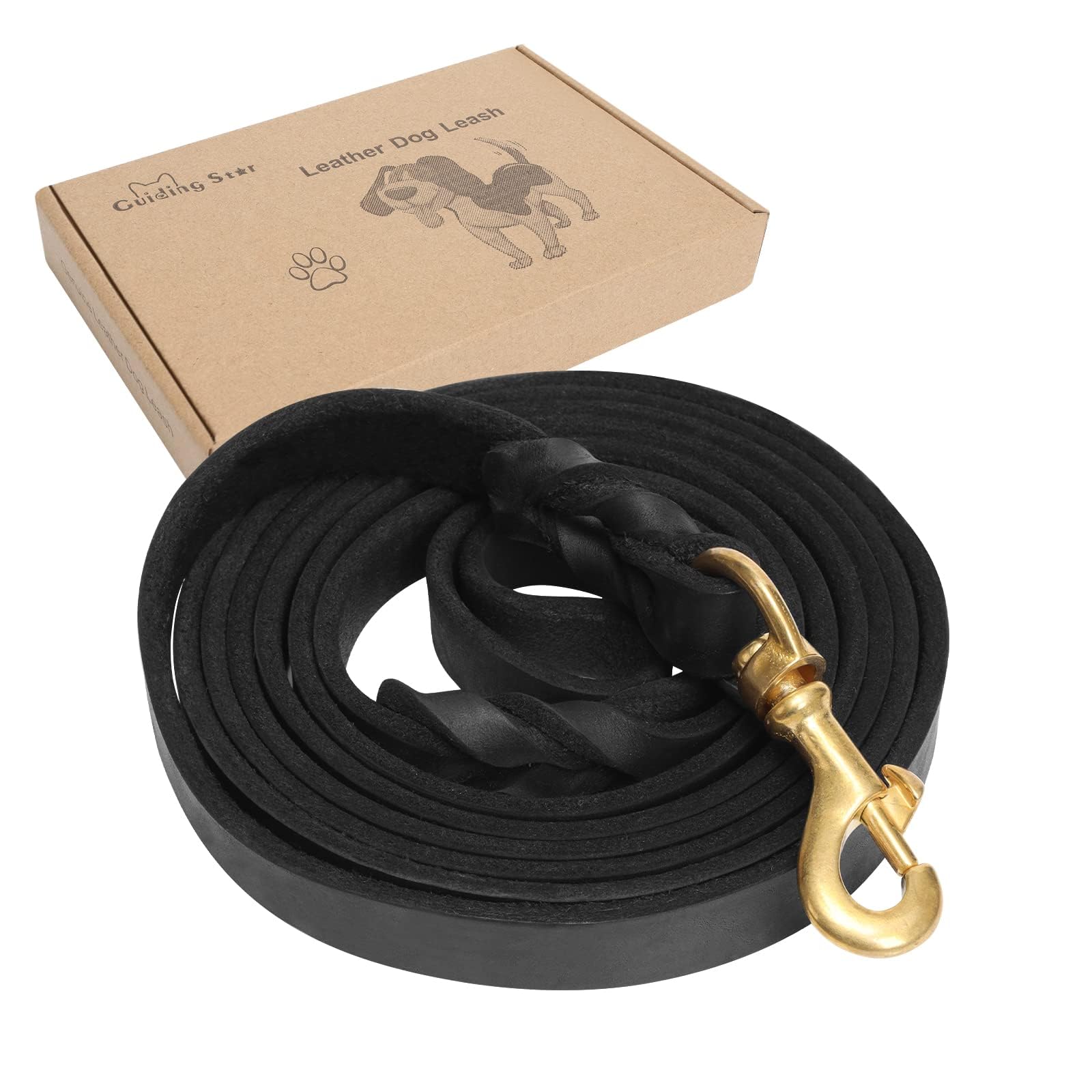 Guiding Star Leather Dog Leash 5ft, Dog Leashes for Large Dogs Heavy Duty, Soft Braided Handmade Leather Training Leash for Larg