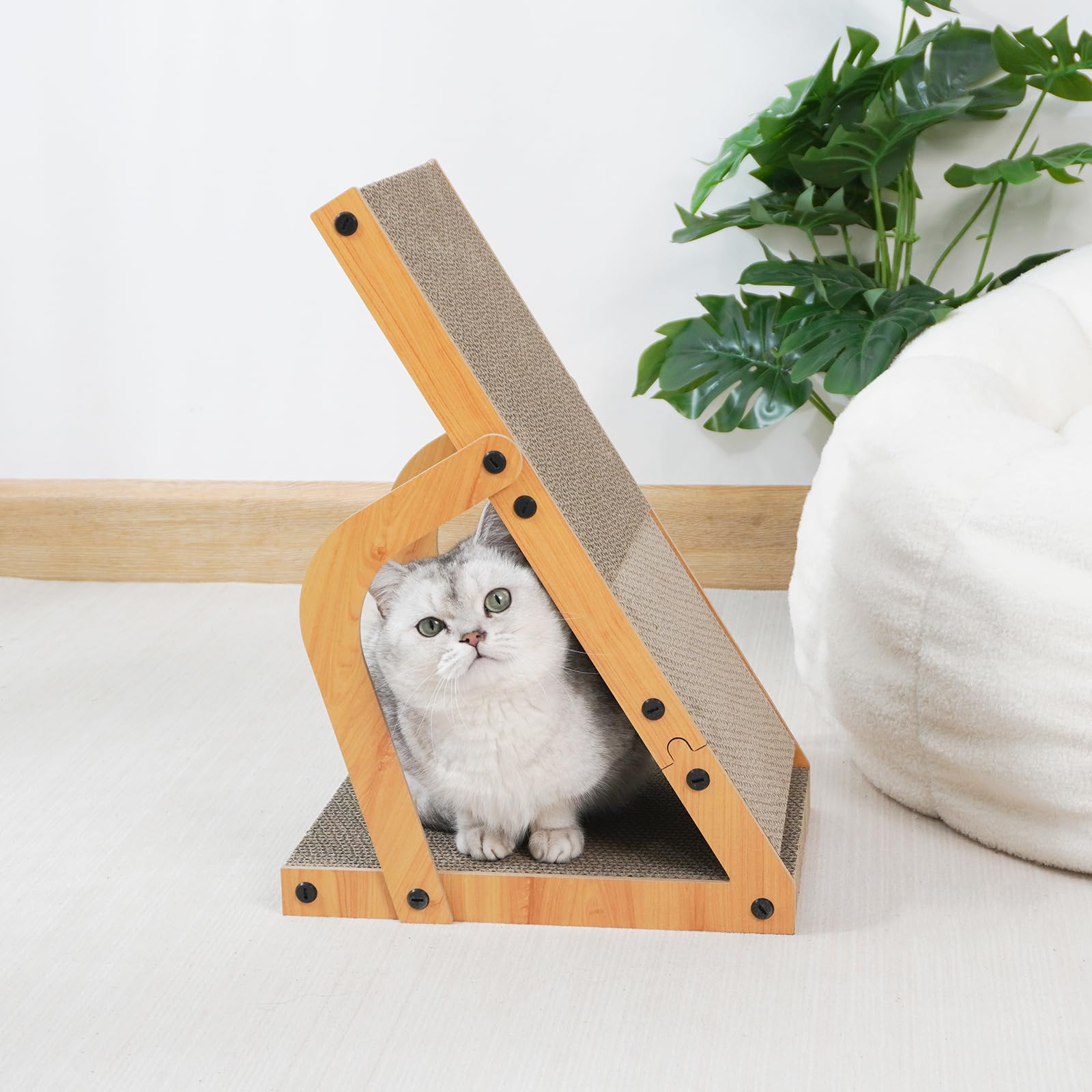 Uuig Cat Scratcher, Cardboard Cat Scratchers For Indoor Cats, 22.4 X 9.8 Inches Cat Scratching Board, Ramp L Shape Cat Scratch P