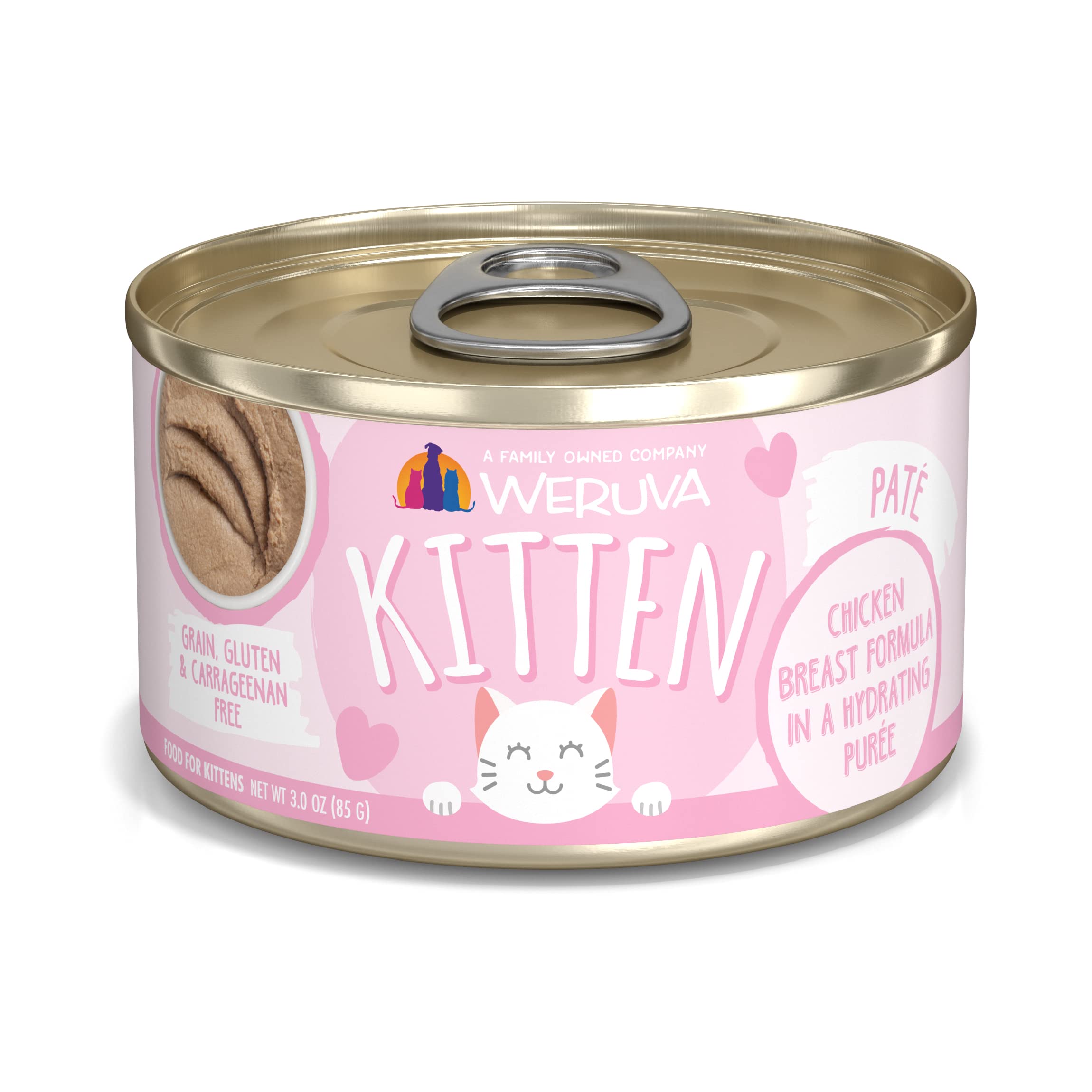 Weruva Kitten, Chicken Breast Formula in a Hydrating Pur  e, 3oz Can (Pack of 12)