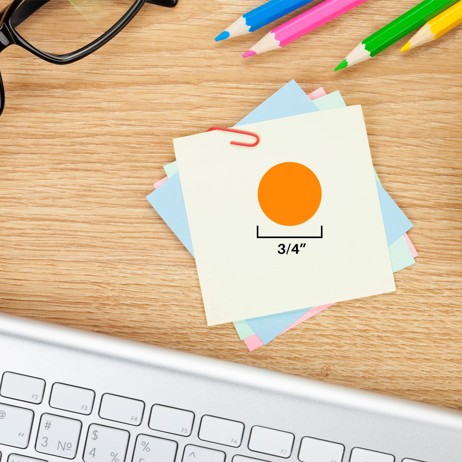 Chromalabel 075 Inch Round Label Removable Color Code Dot Stickers, 1000 Labels Per Roll, Orange