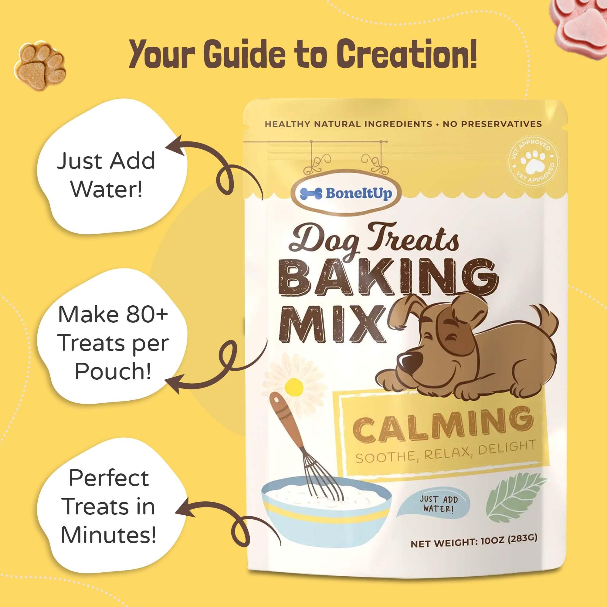 Healthy Calming Dog Treat Baking Mix (Pack of 1) - Natural Chamomile, Valerian Root & Banana Pup Biscuit Mix - Vet-Recommended H