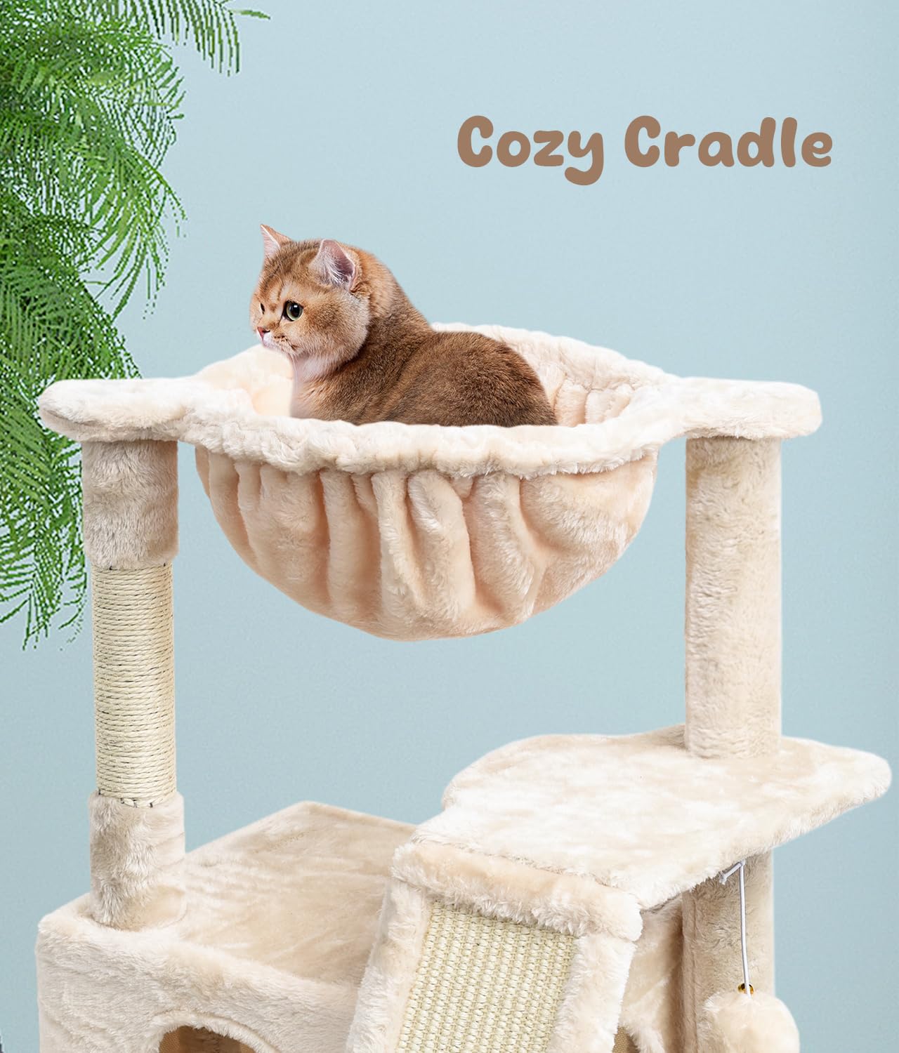 Syandlvy Cat Tree For Indoor Cats Large Adults, Modern Activity Tower With Scratching Posts & Board, Condo With Plush Perch, Cli