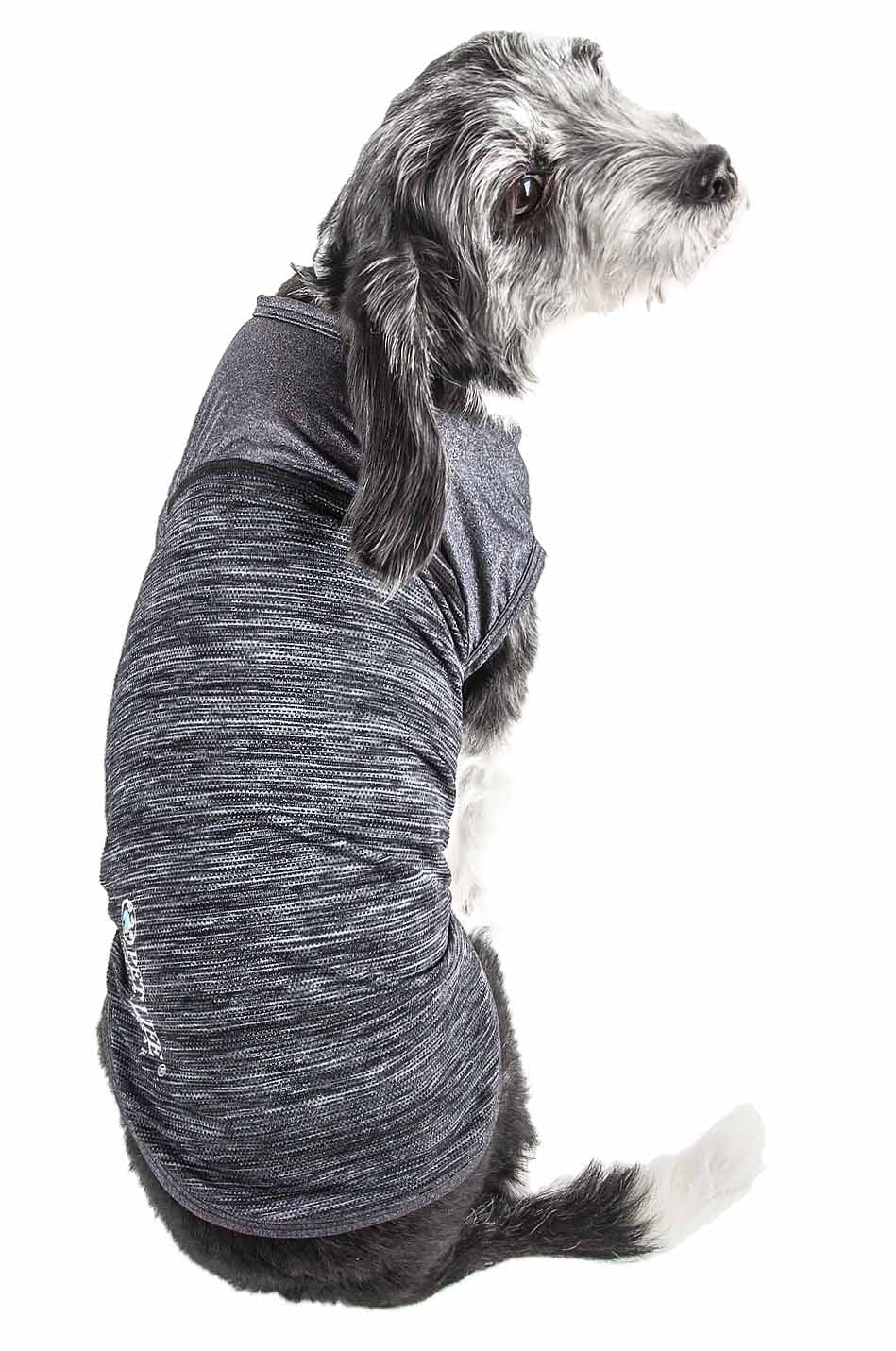 Pet Life Active 'Aero-Pawlse' Heathered Quick-Dry And 4-Way Stretch-Performance Dog Tank Top T-Shirt(D0102H7Luhg.)