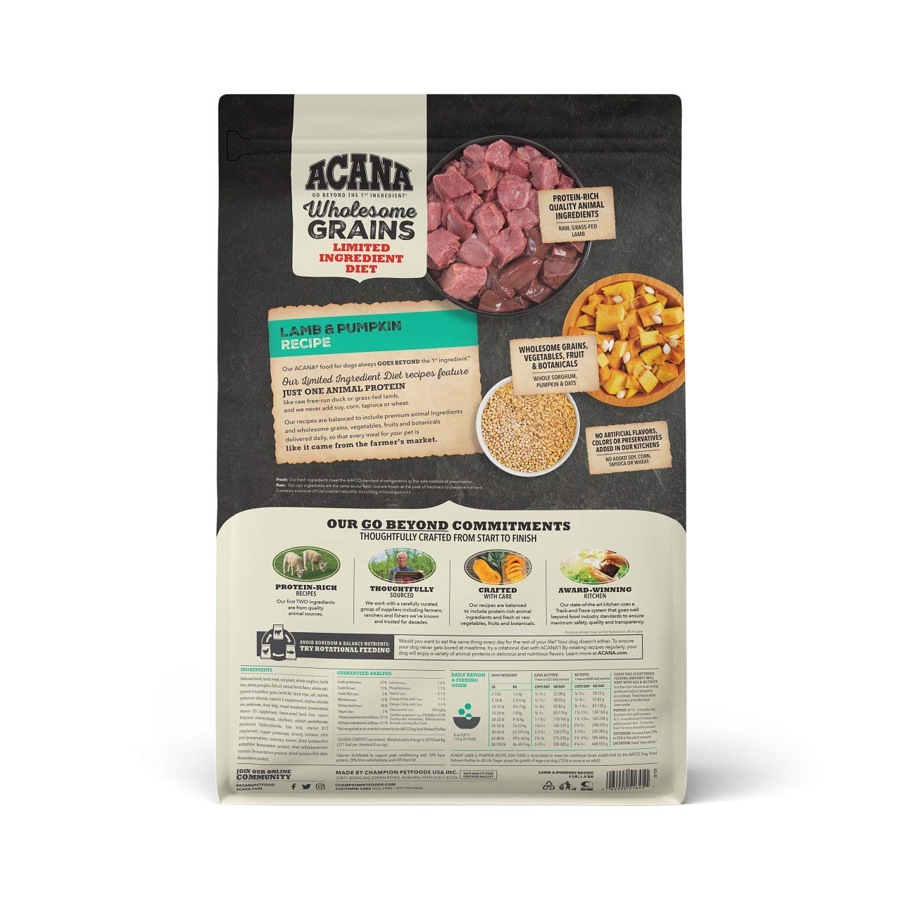 ACANA Wholesome Grains Dry Dog Food, Lamb & Pumpkin Recipe, 4lb